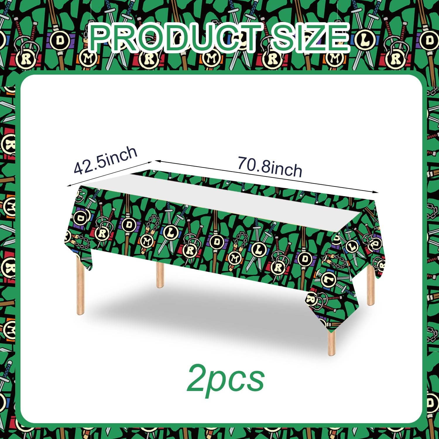 2Pcs Ninja Tablecloth Disposable Tablecover for Birthday Party and Baby Shower