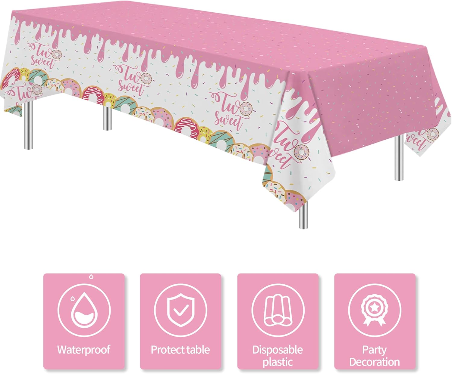 Donut 2nd Birthday Tablecloth Set 3 Pack