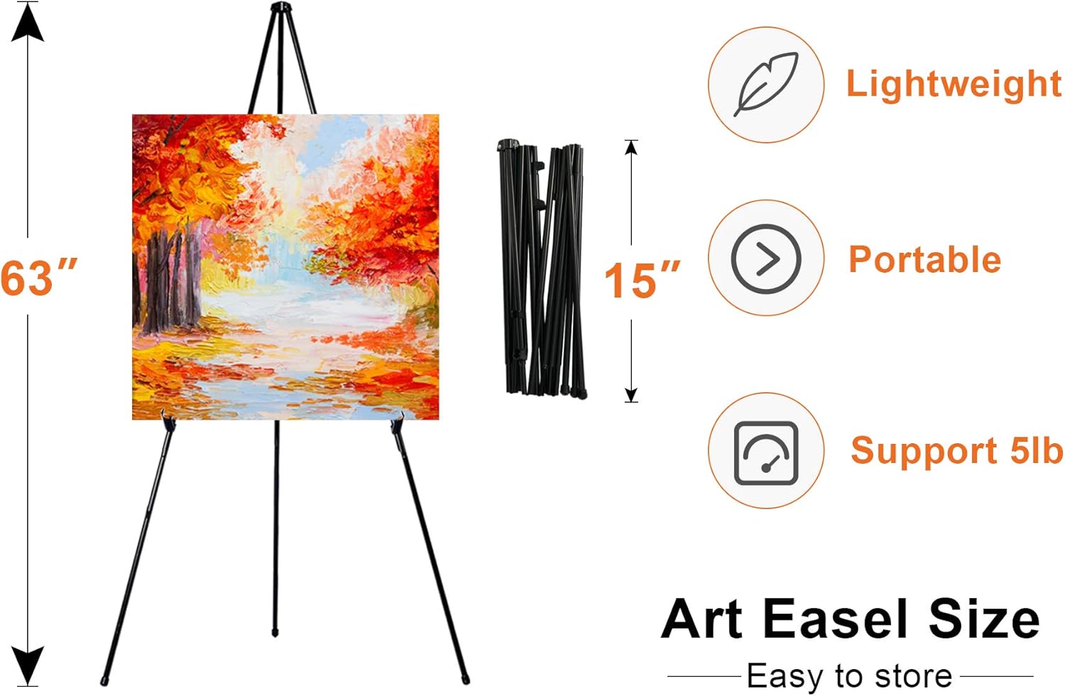 63 Inch Folding Easel Stand for Display and Signage