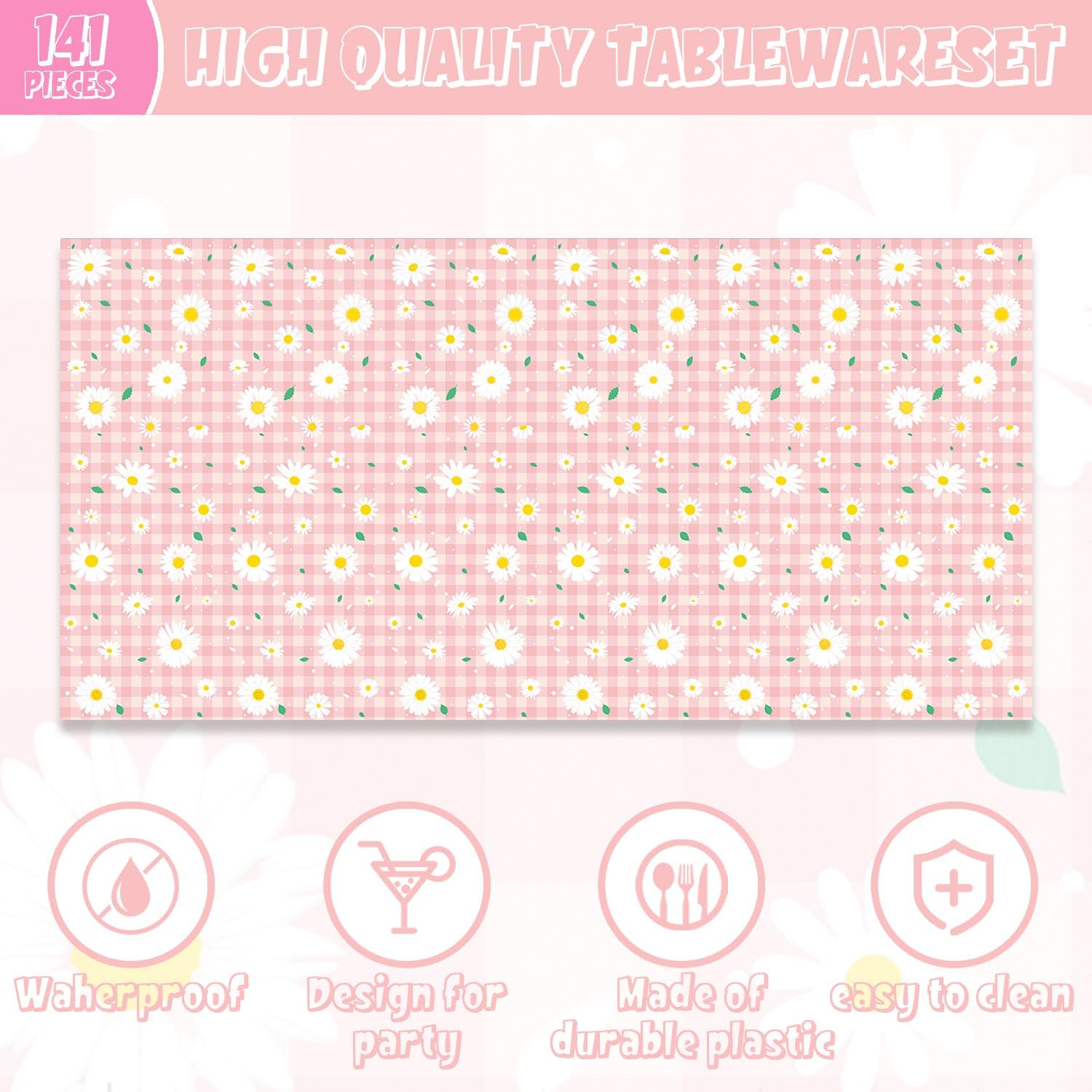 121Pcs Daisy Birthday Party Decorations Set
