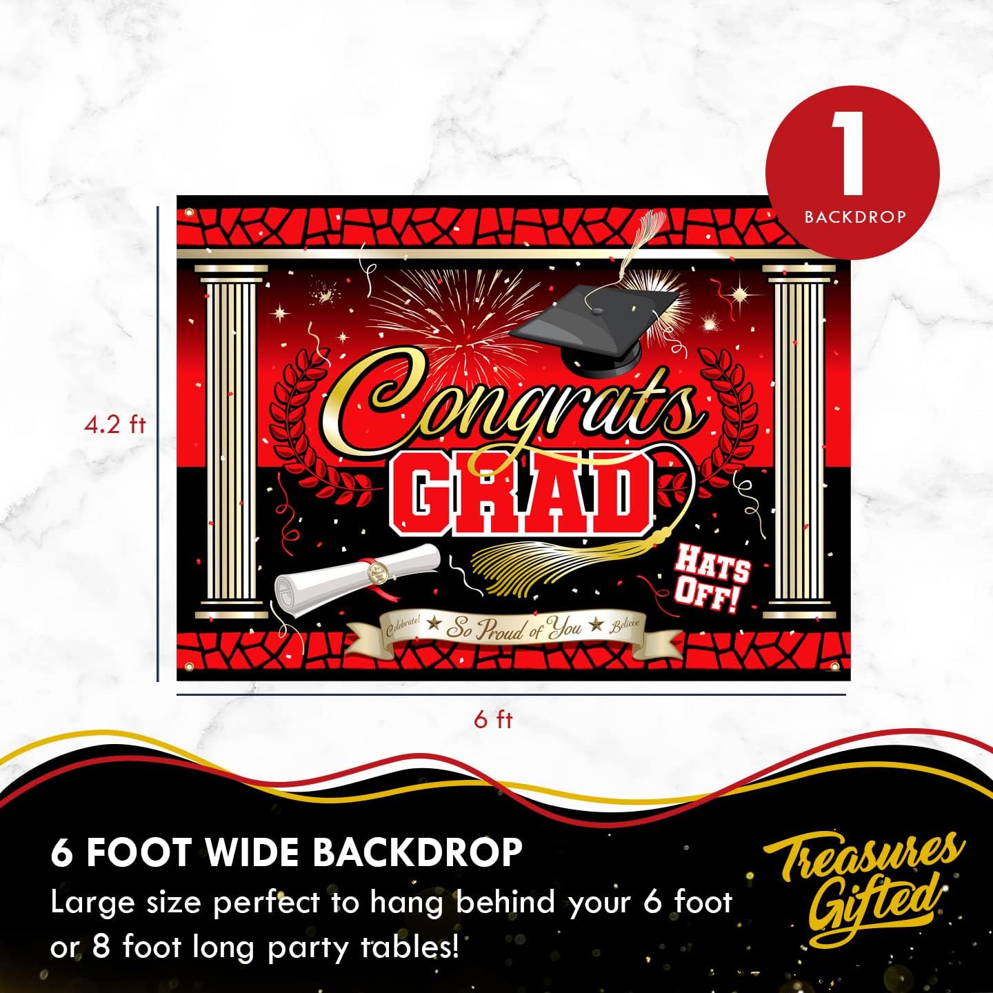 Treasures Gifted Red Graduation Decorations Set of 16