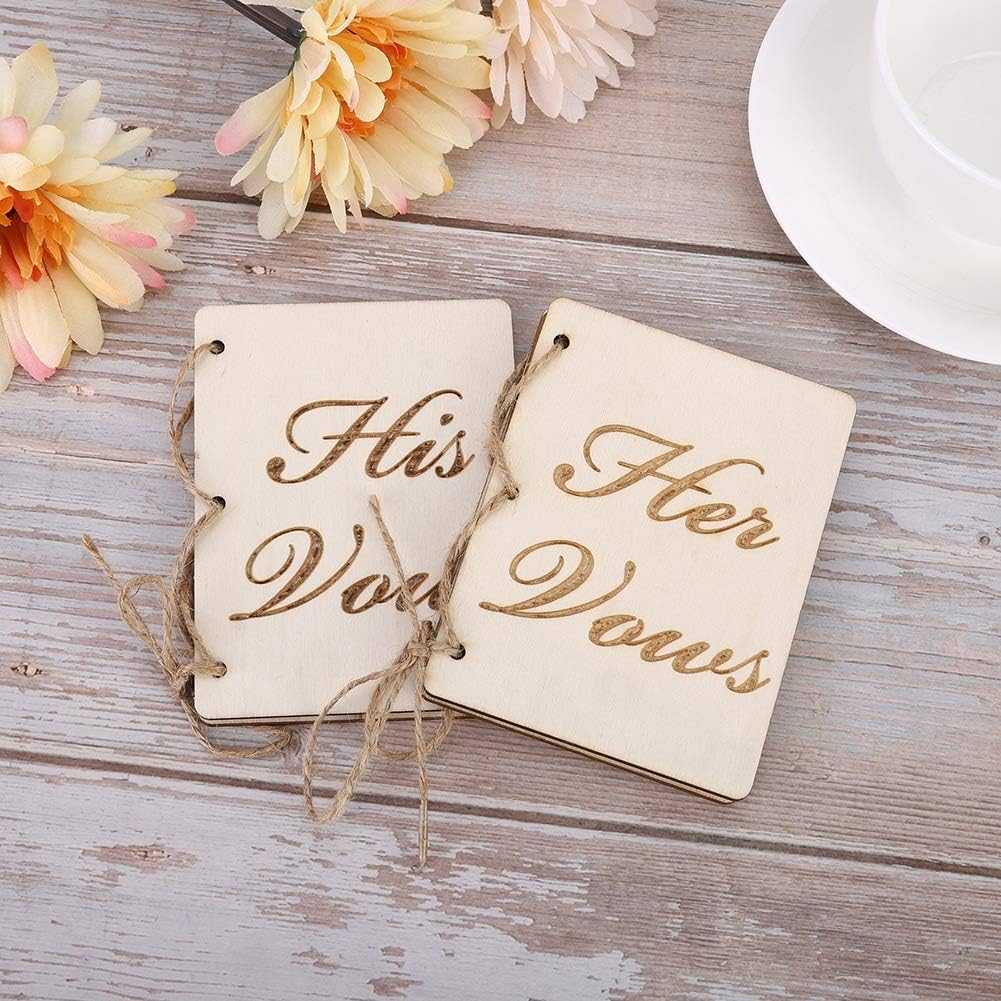 2pcs Wedding Vow Booklets with Hem Rope Decor