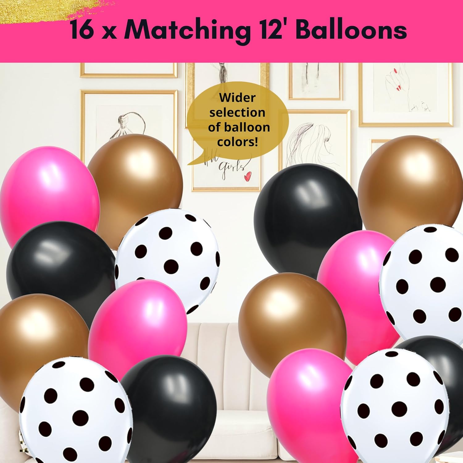 Hot Pink and Black Birthday Decor Kit