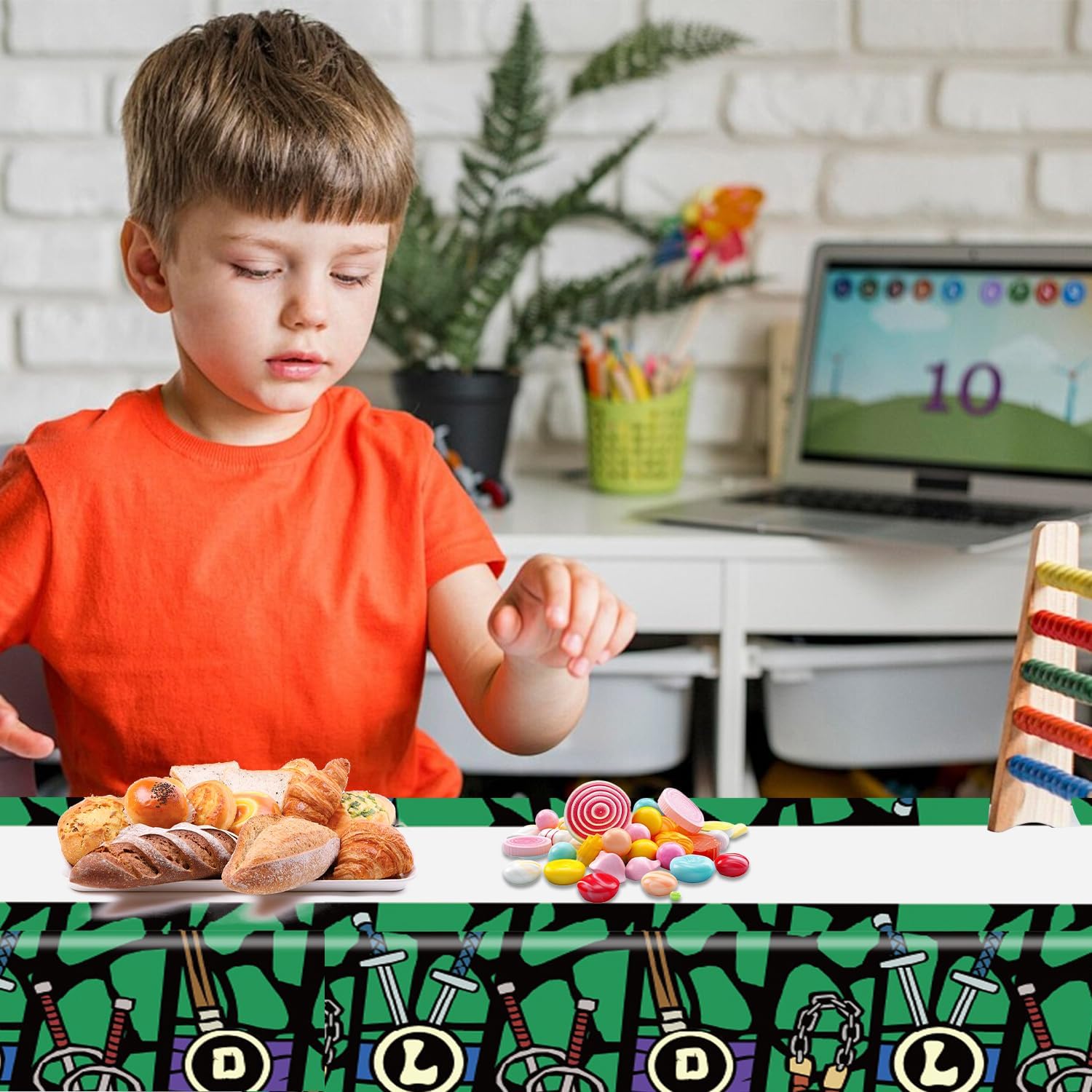 2Pcs Ninja Tablecloth Disposable Tablecover for Birthday Party and Baby Shower