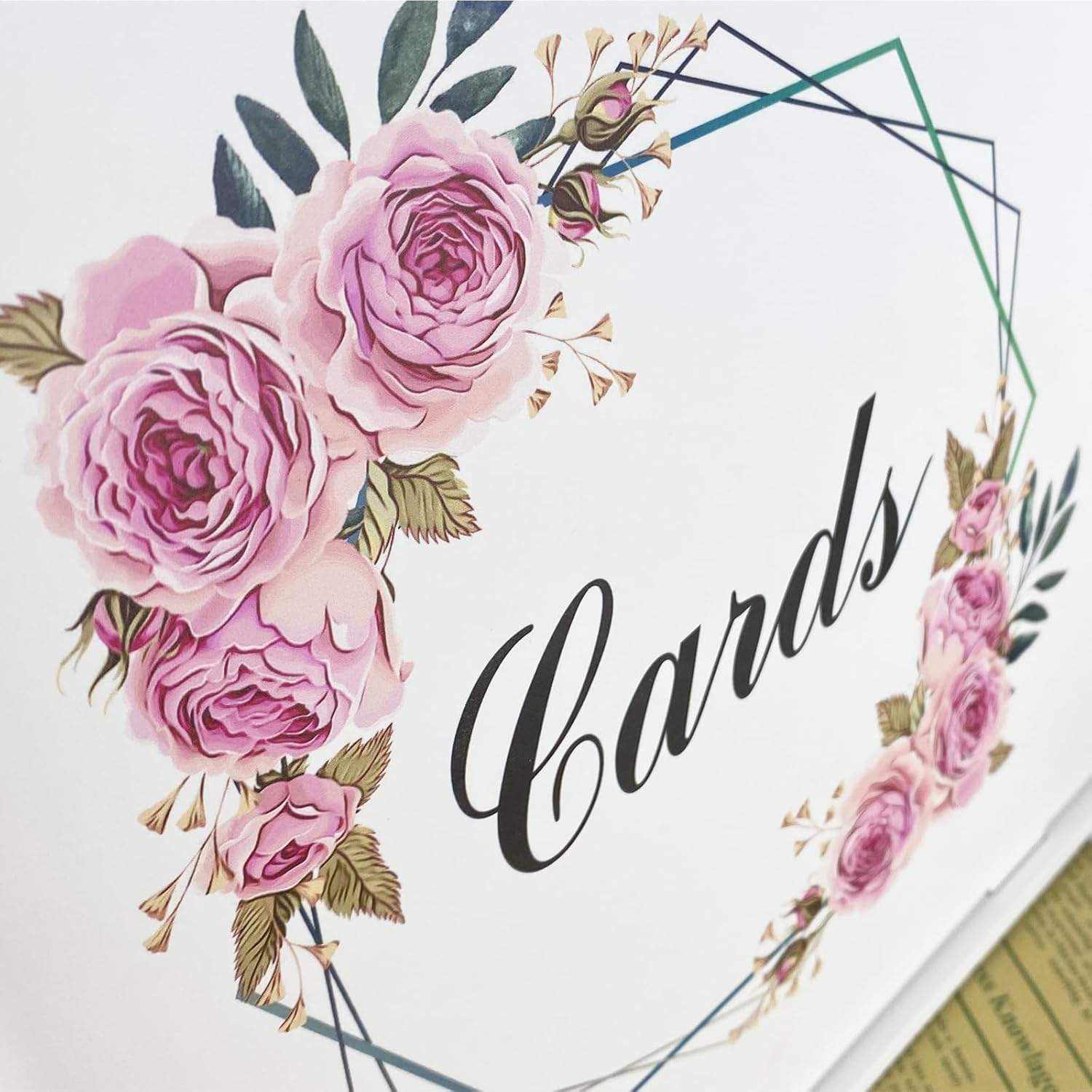 White Wedding Card Box with Lock and Rose Sign