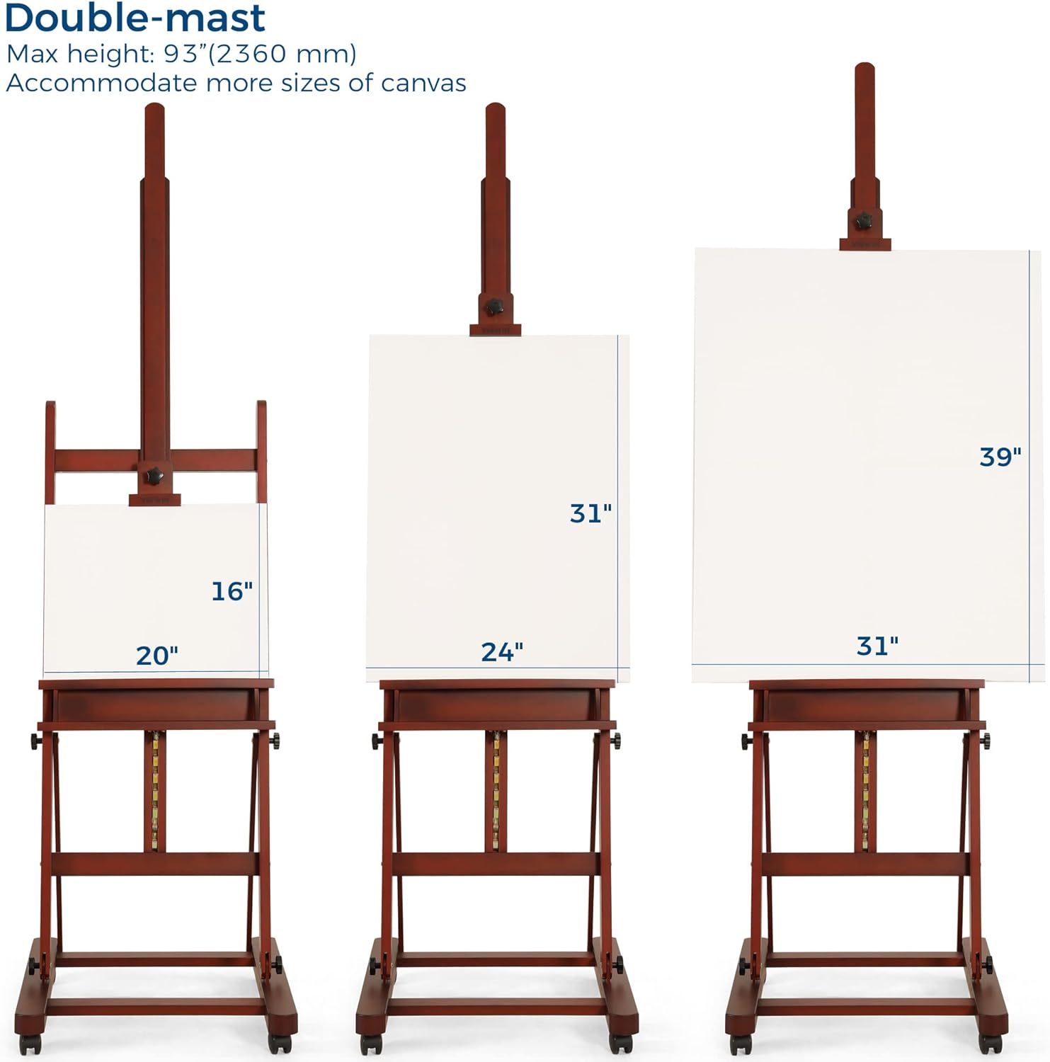 VISWIN Adjustable Foldable H-Frame Easel with 4 Wheels