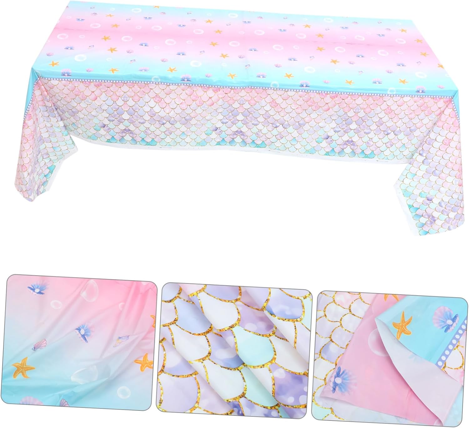 Mermaid Table Cloth for Birthday Party Sea Theme Decor