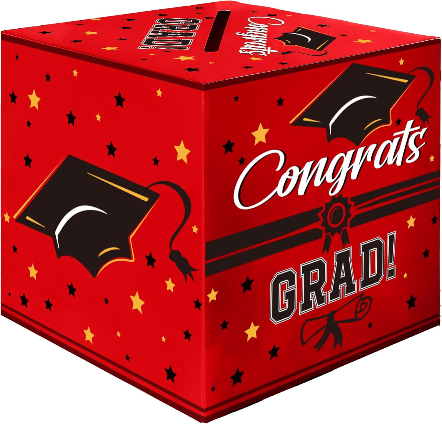 ChicQuench 2025 Red Graduation Card Box with Cap Design