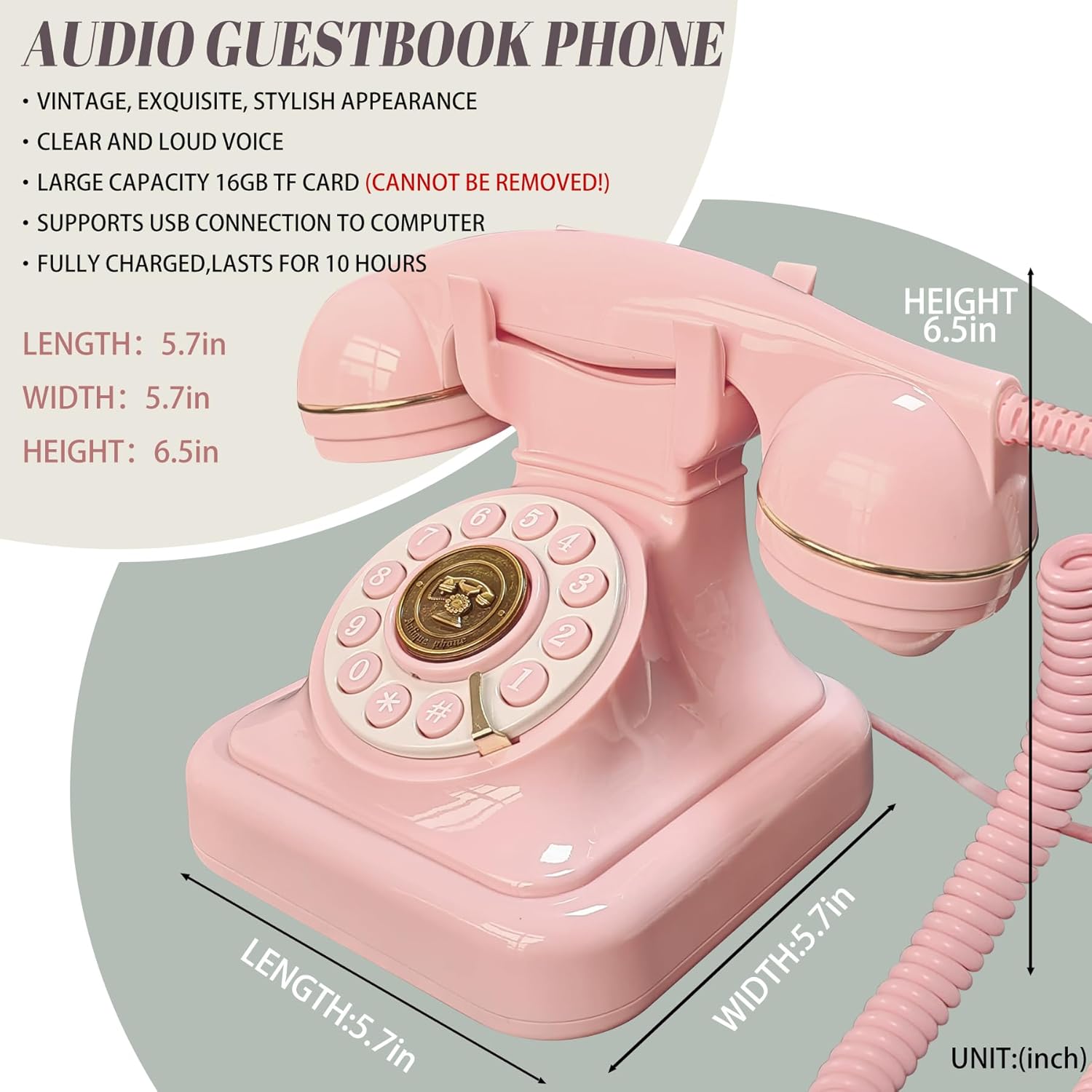 Pink Audio Guest Book Phone for Weddings