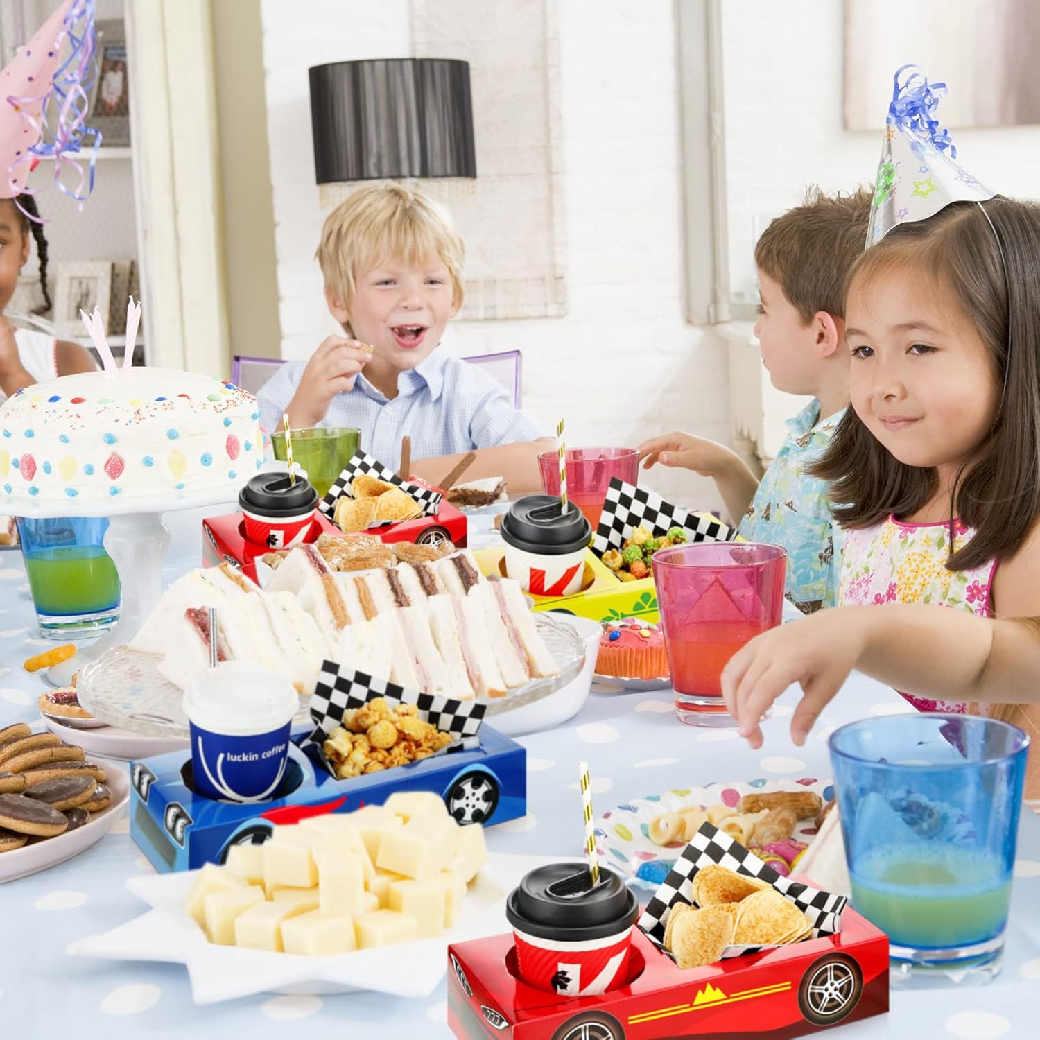 Lincia 12 Piece Race Car Food Boxes Party Supplies