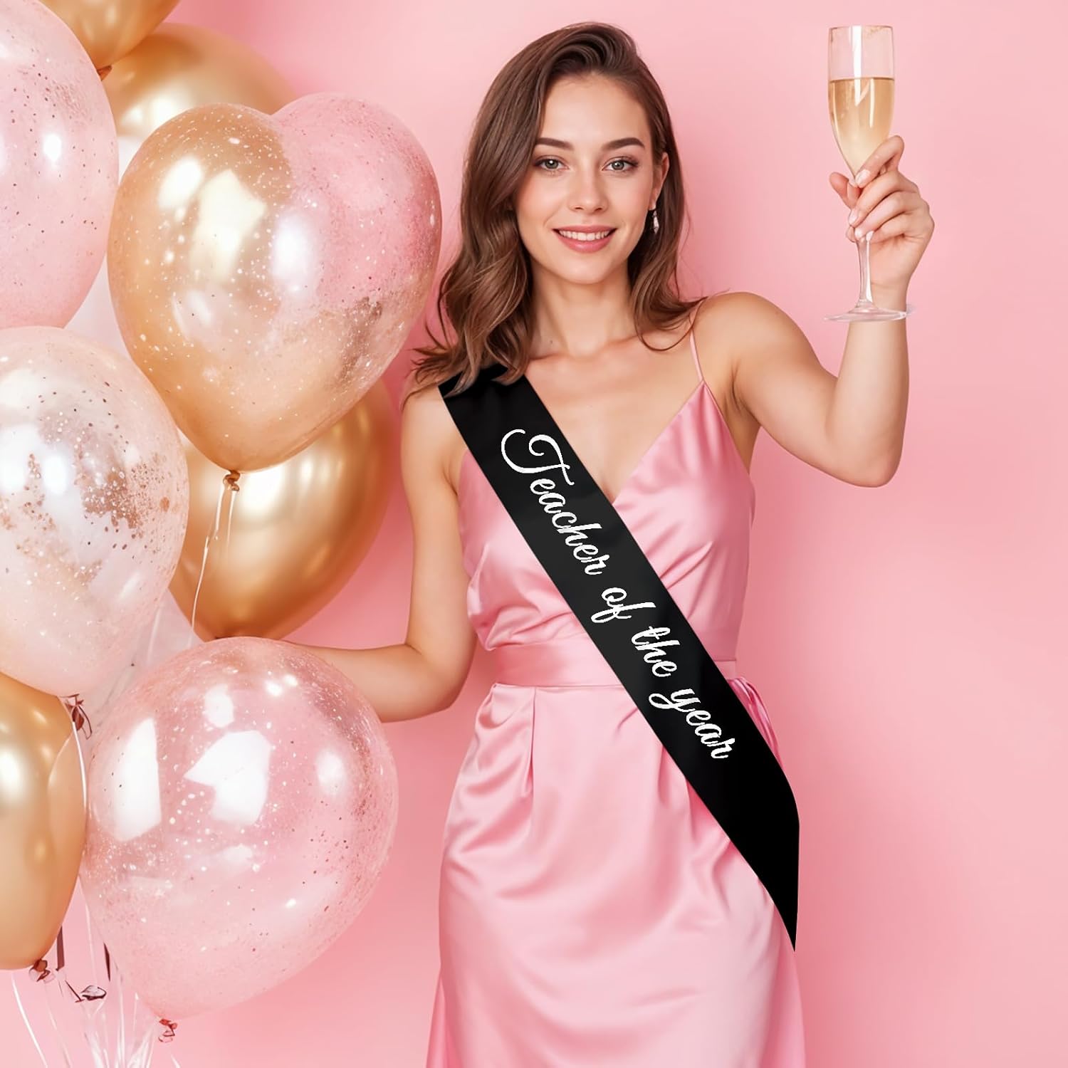 Teacher Thank You Gifts Black Satin Sash for Men Women