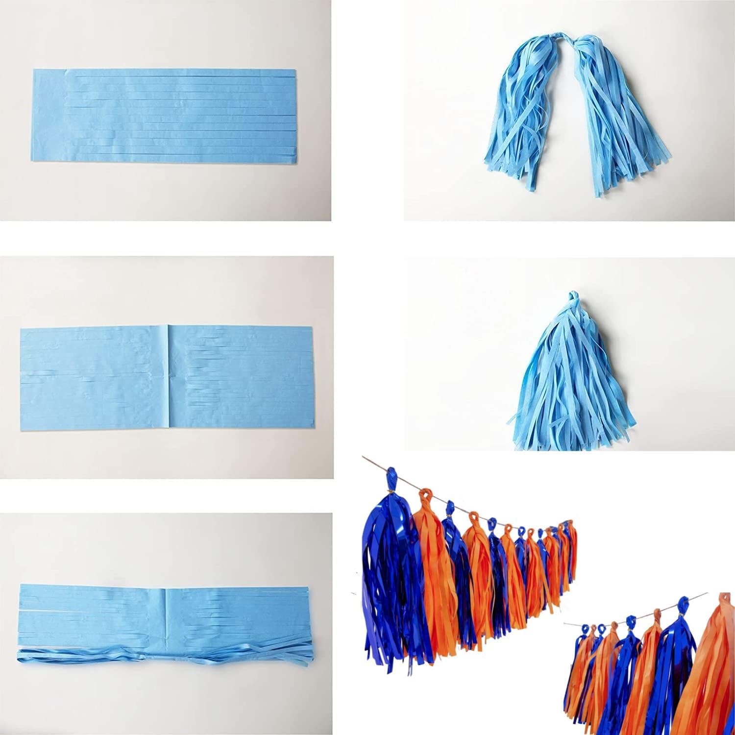 Blue and Orange Tassel Garland Decor Kit
