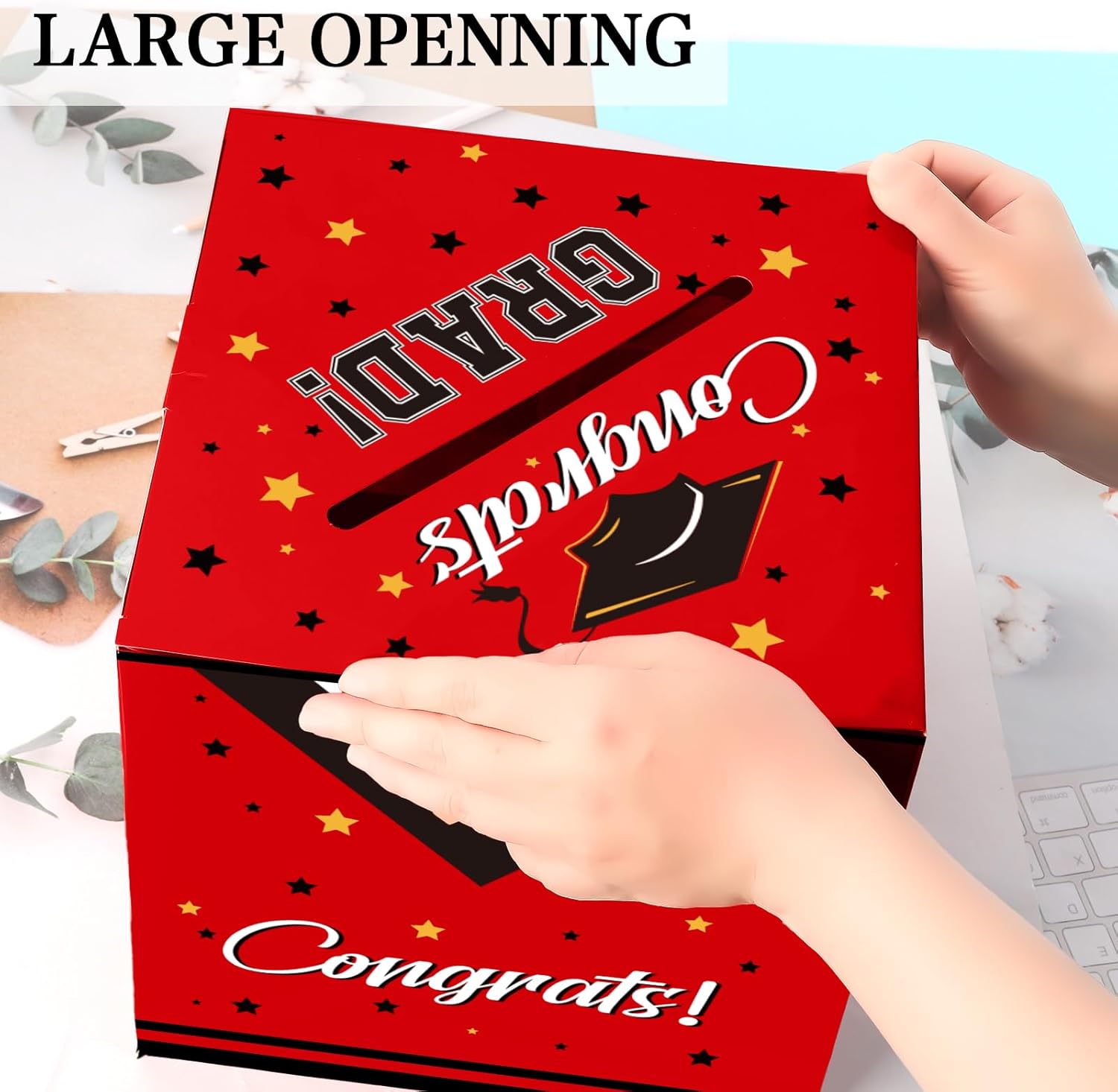 ChicQuench 2025 Red Graduation Card Box with Cap Design