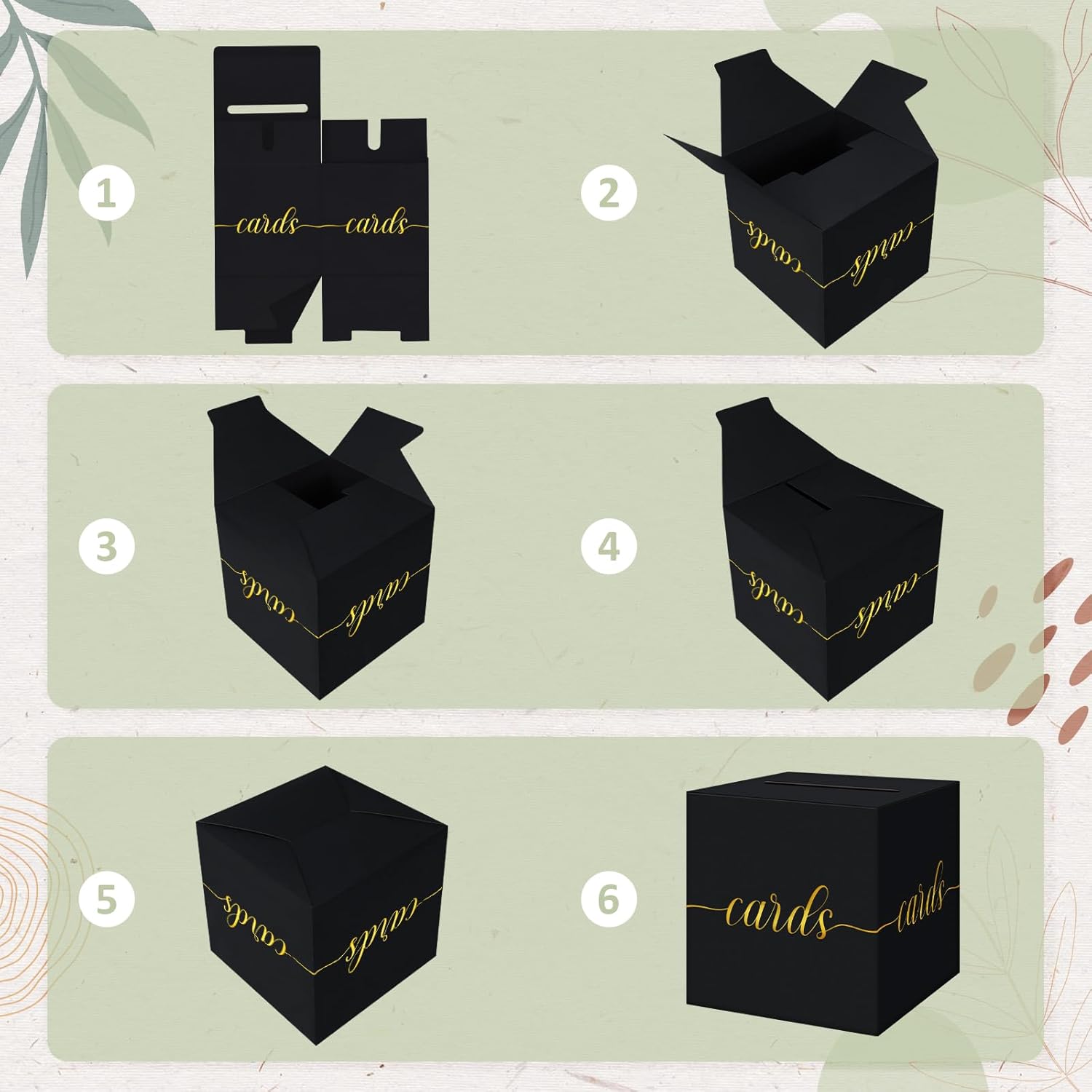 QIKSION Gold Foil Black Card Box for Graduation and Events