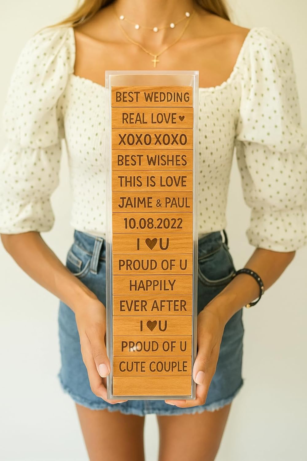 LIFETOO 100 Guest Wooden Block Wedding Game