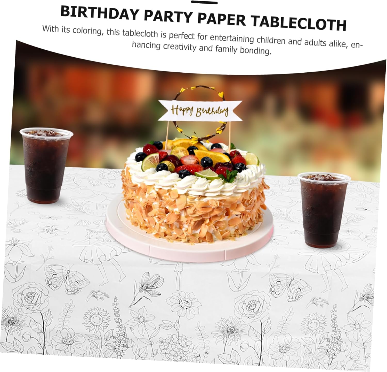 Uonlytech Flower Fairy Birthday Table Cover for Kids Parties