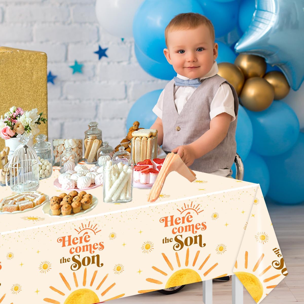 CMUSKO 3Pcs Here Comes The Son Tablecloths