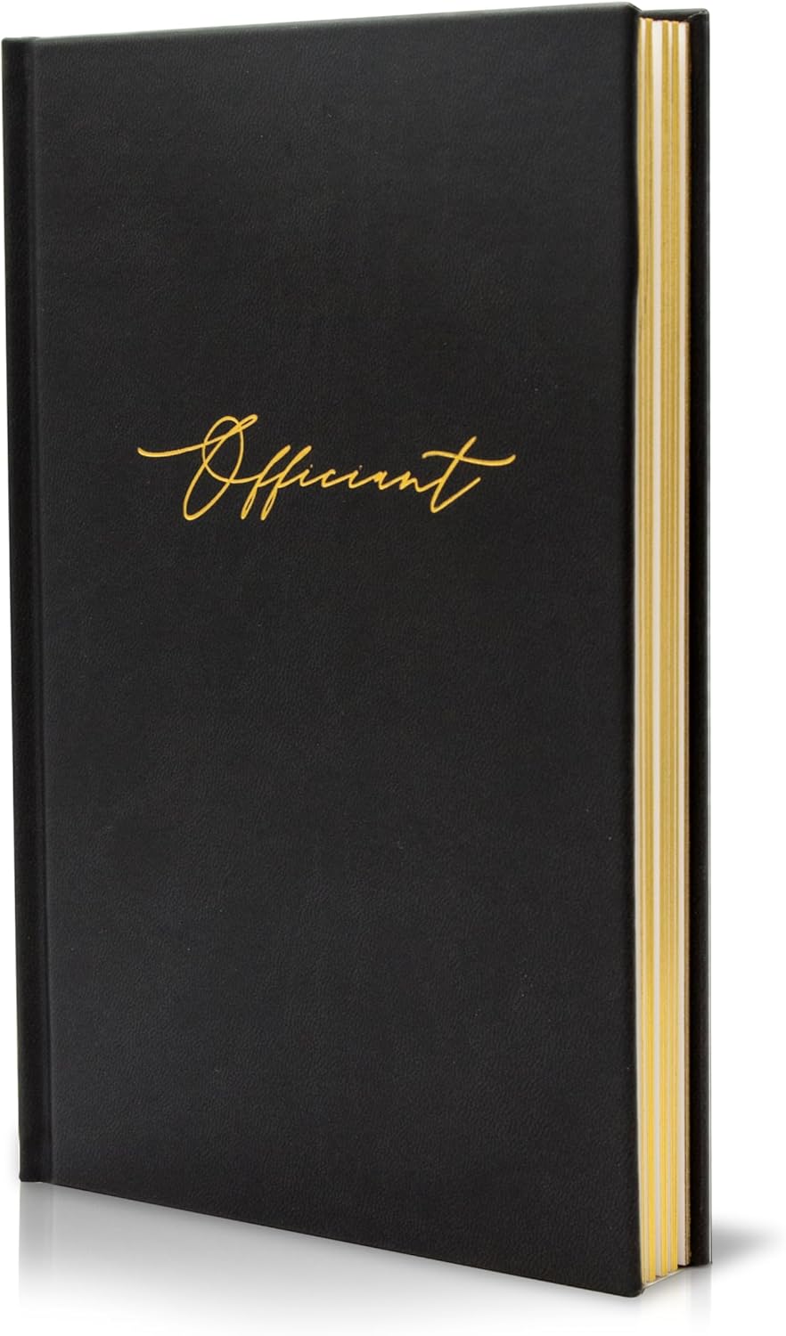 Modern Minimalist Black Gold Embossed Officiant Book