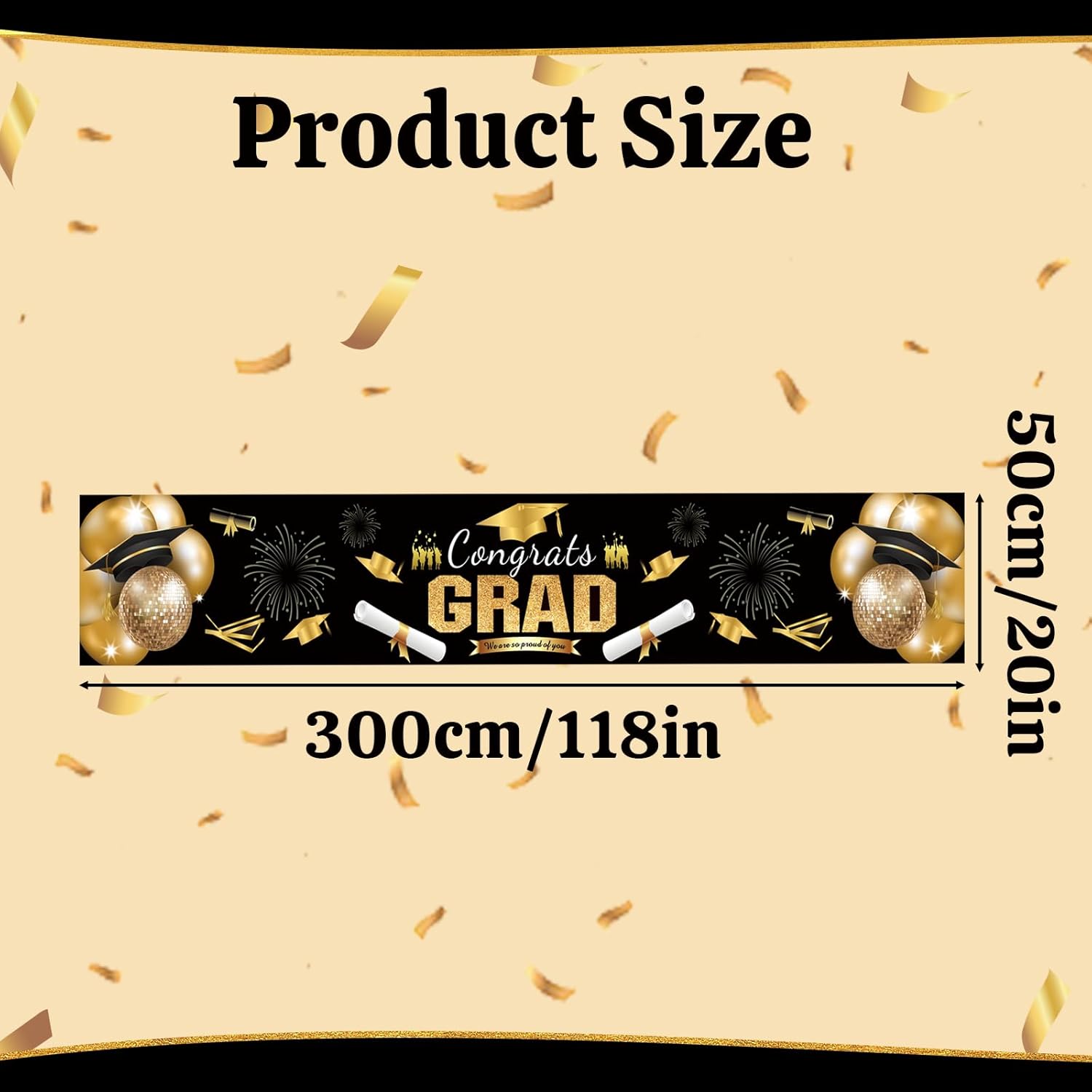 2025 Graduation Banner with Black Gold Design