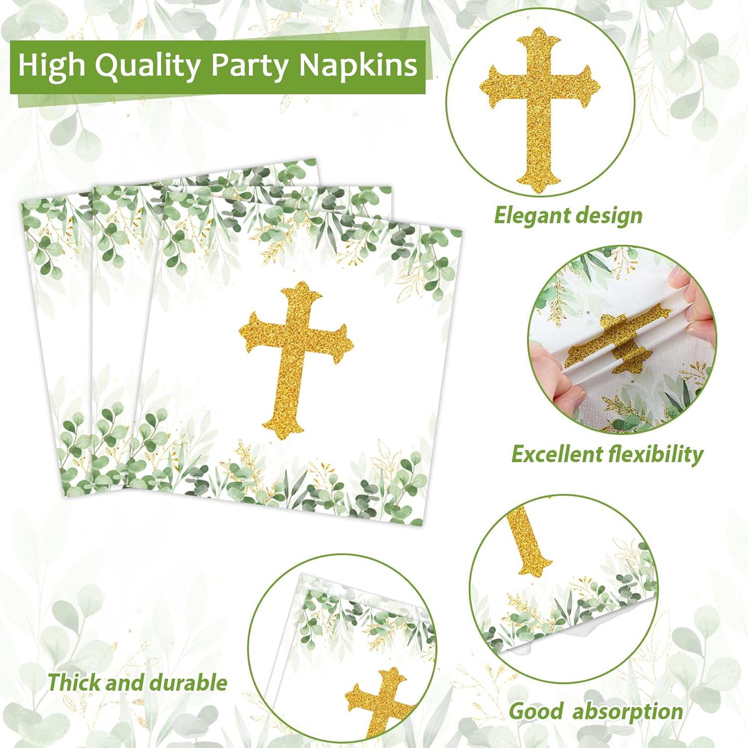 200 Pcs God Bless Party Plates Set for Baptism Ceremony