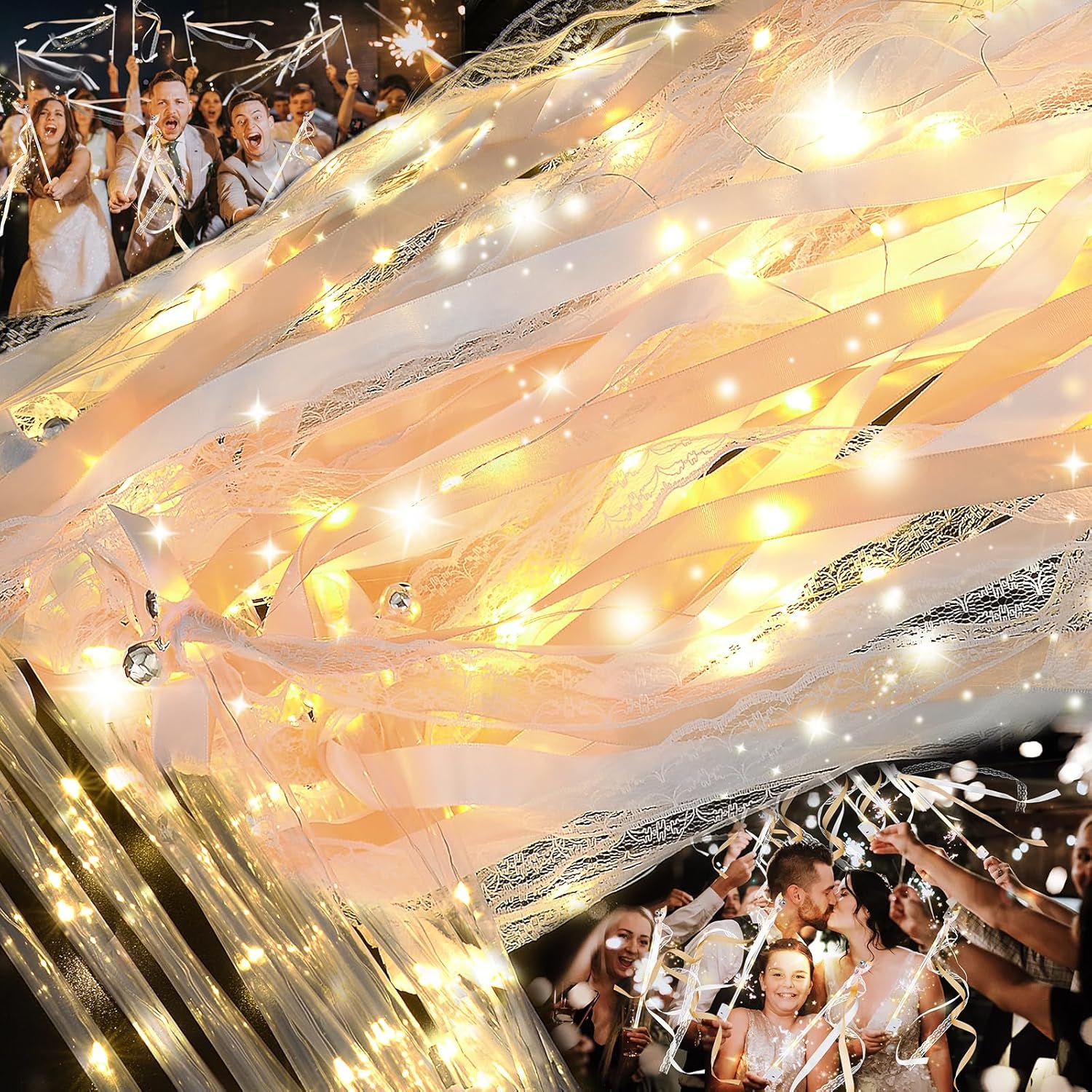 100PCS LED Fairy Wands with Bells for Wedding Party