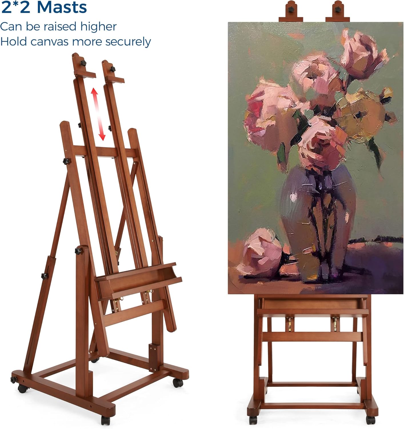 VISWIN Double Mast Heavy Duty H-Frame Easel for Large Canvases
