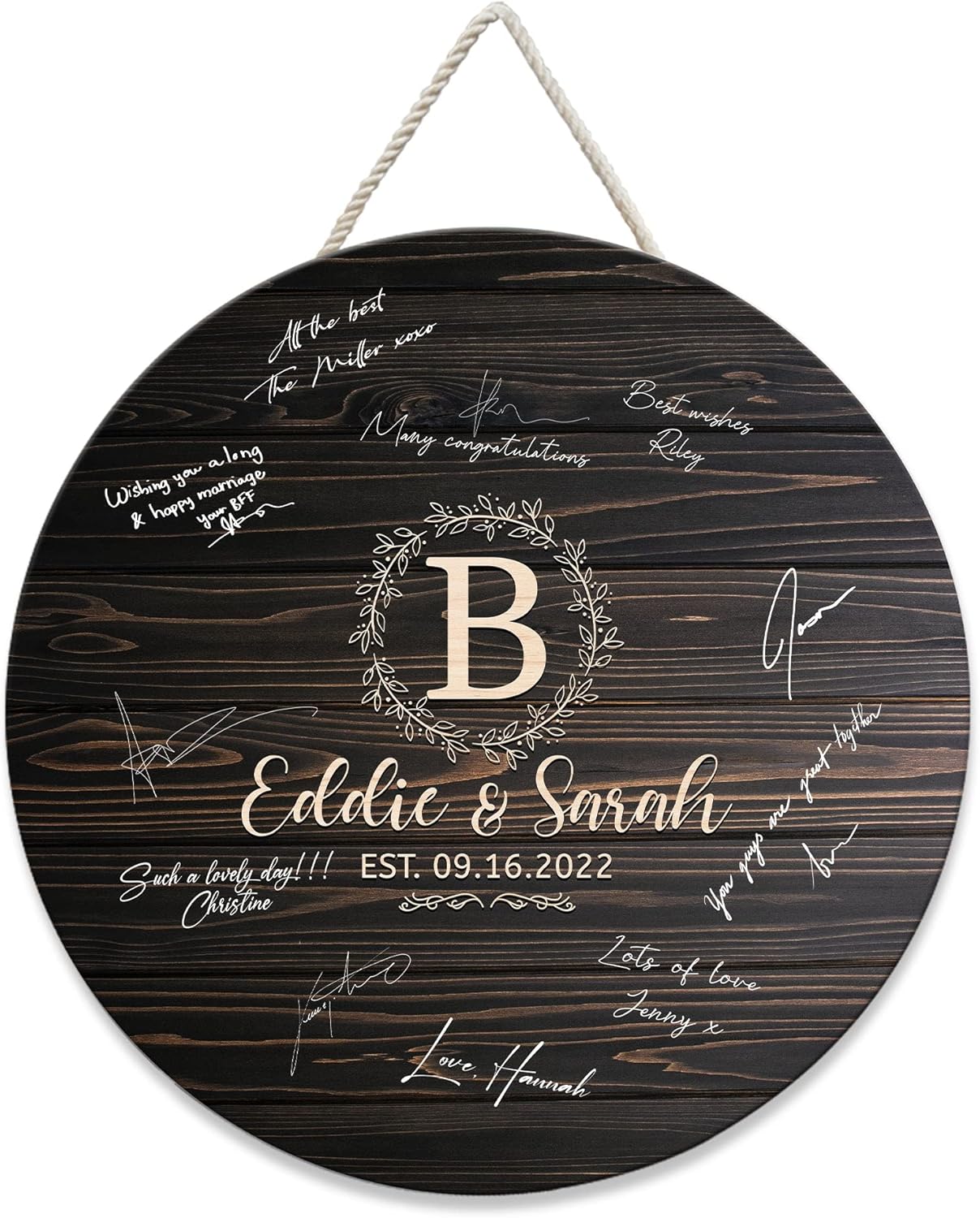 Hykuc Personalized Wooden Guest Book Sign Board 12x12