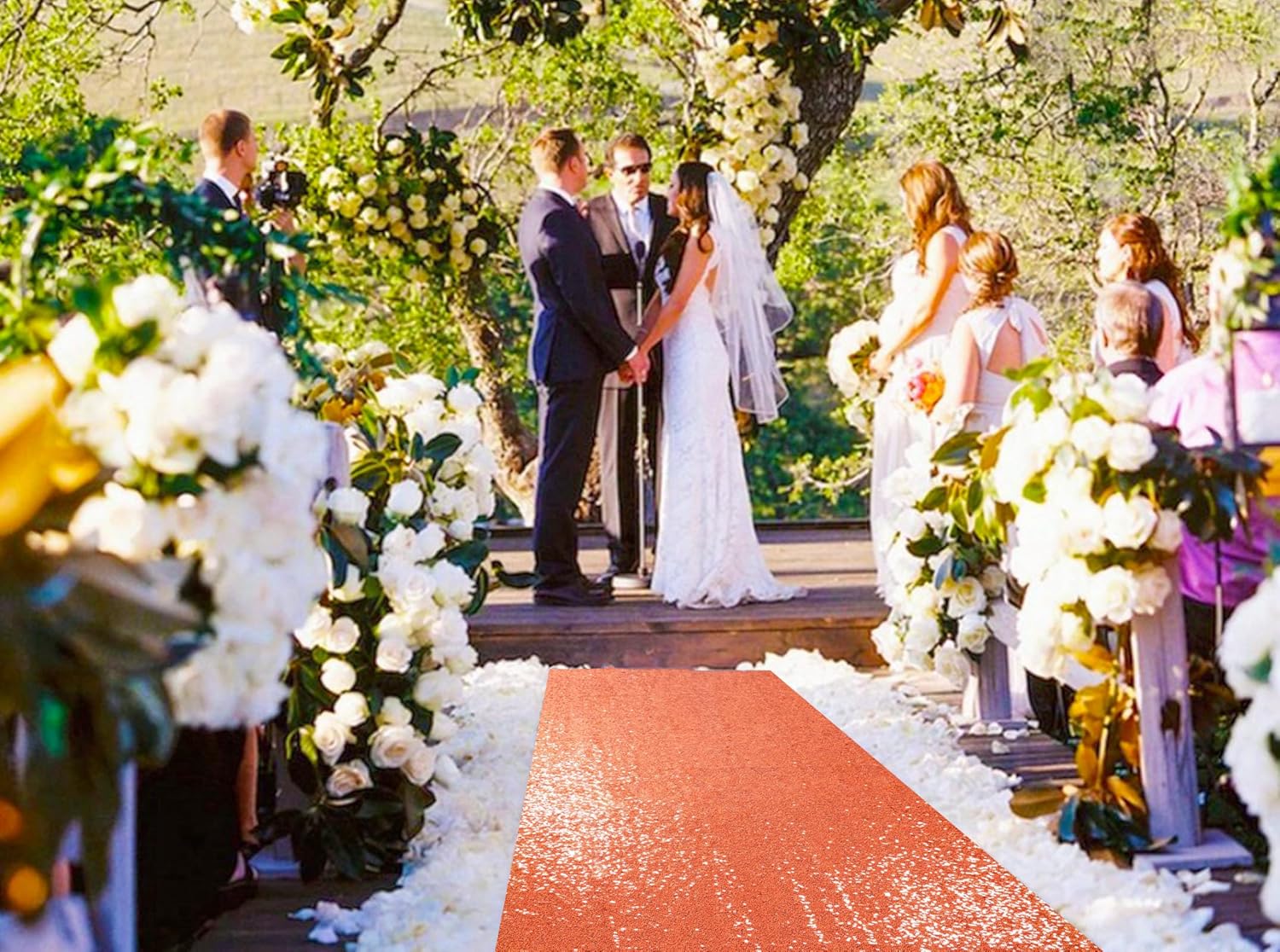 ShiDianYi Orange Sequin Aisle Runner 2FTx15FT Wedding Decor