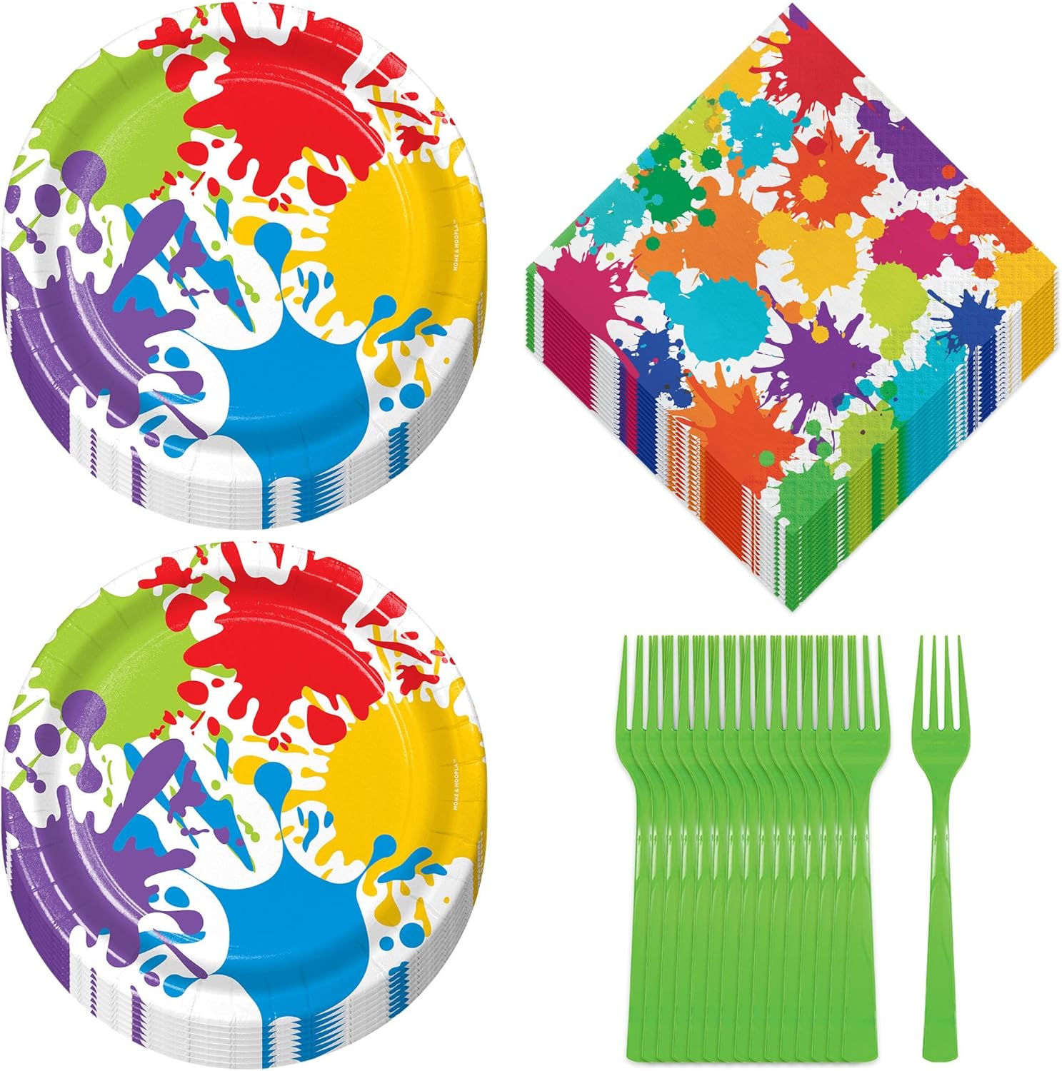 Art Party Supplies - Colorful Paint Splatter Dessert Set