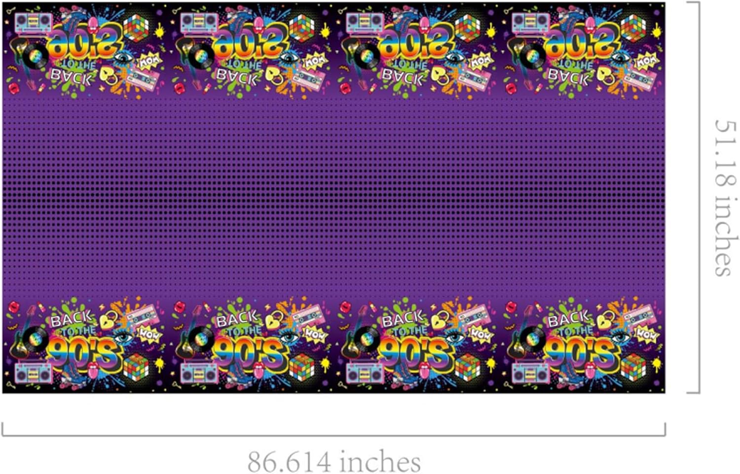 CC HOME 90s Party Tablecloth 54x87 Inch