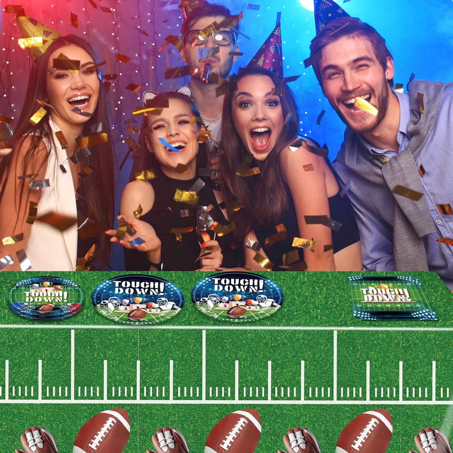 62Pcs Football Party Decorations Set for 20 Guests