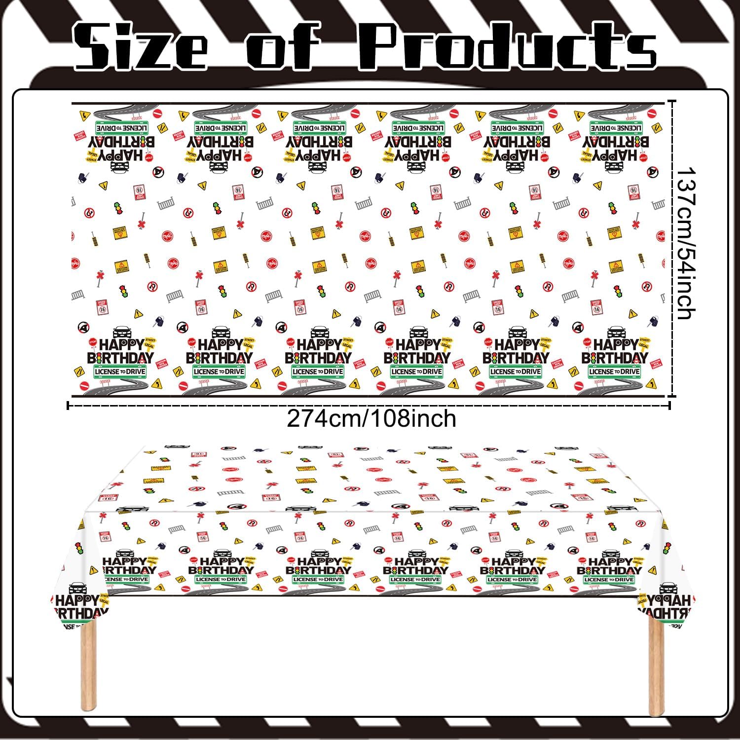 Drivers License 16th Birthday Tablecloth Decorations 3PCS