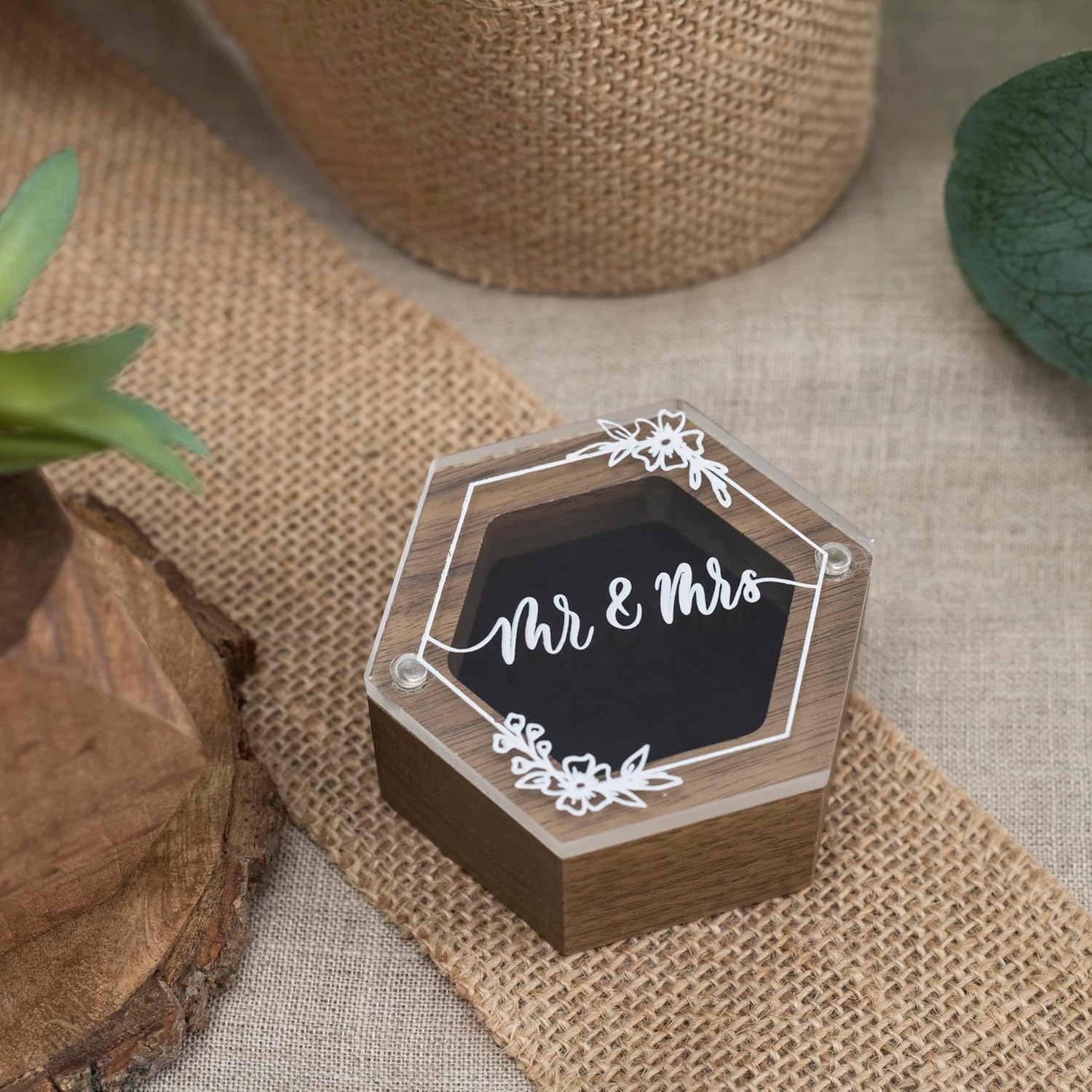 Rustic Wooden Ring Box for Wedding Day and Proposal