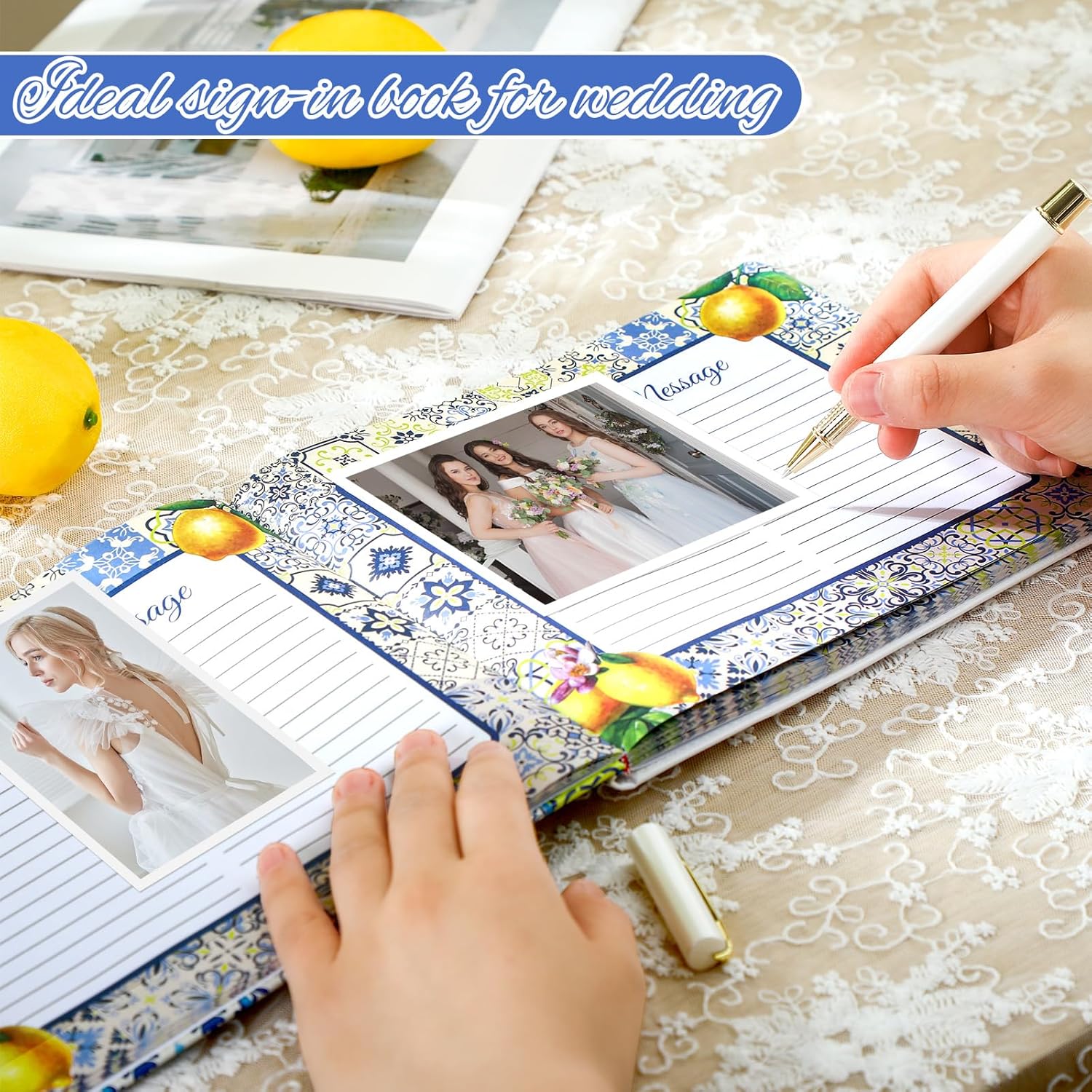 Panelee Wedding Guest Book with Pen Set