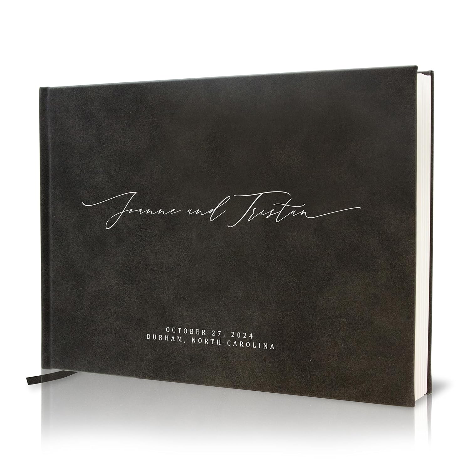 MUUJEE Personalized Guestbook - Charcoal Hard Cover with Bookmark