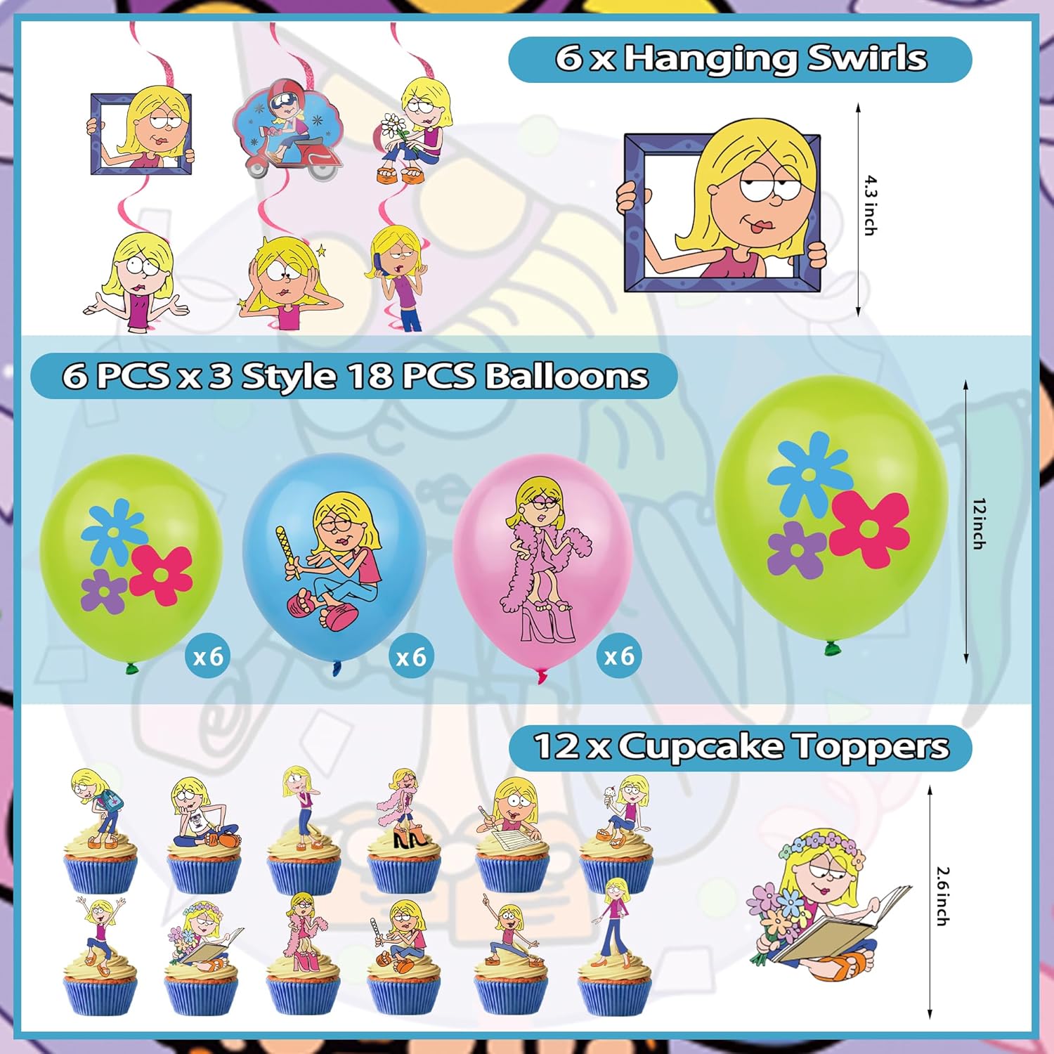 Cartoon Girls Birthday Party Decoration Kit