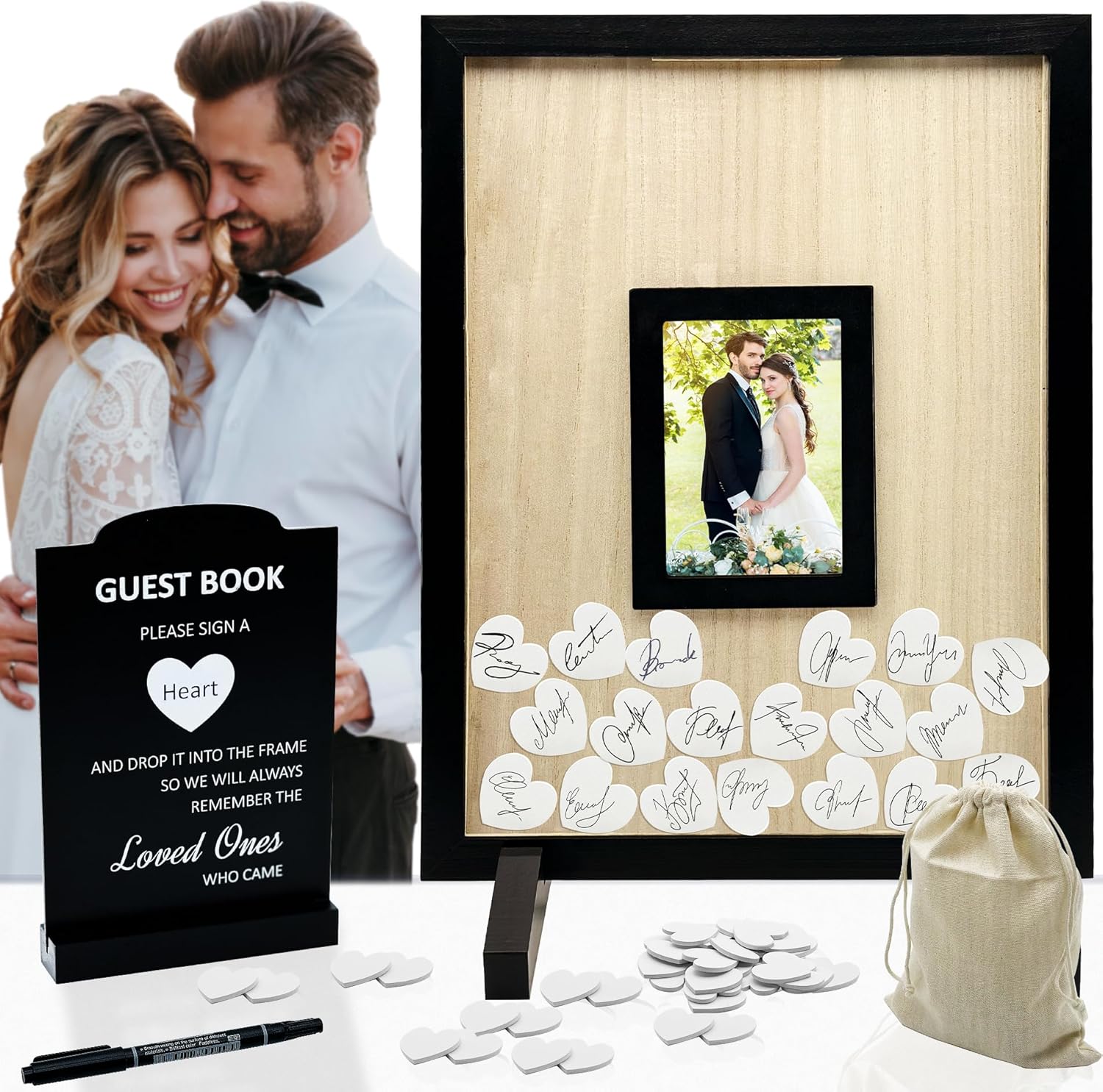 Wedding Guest Book Alternative Black Wood Frame