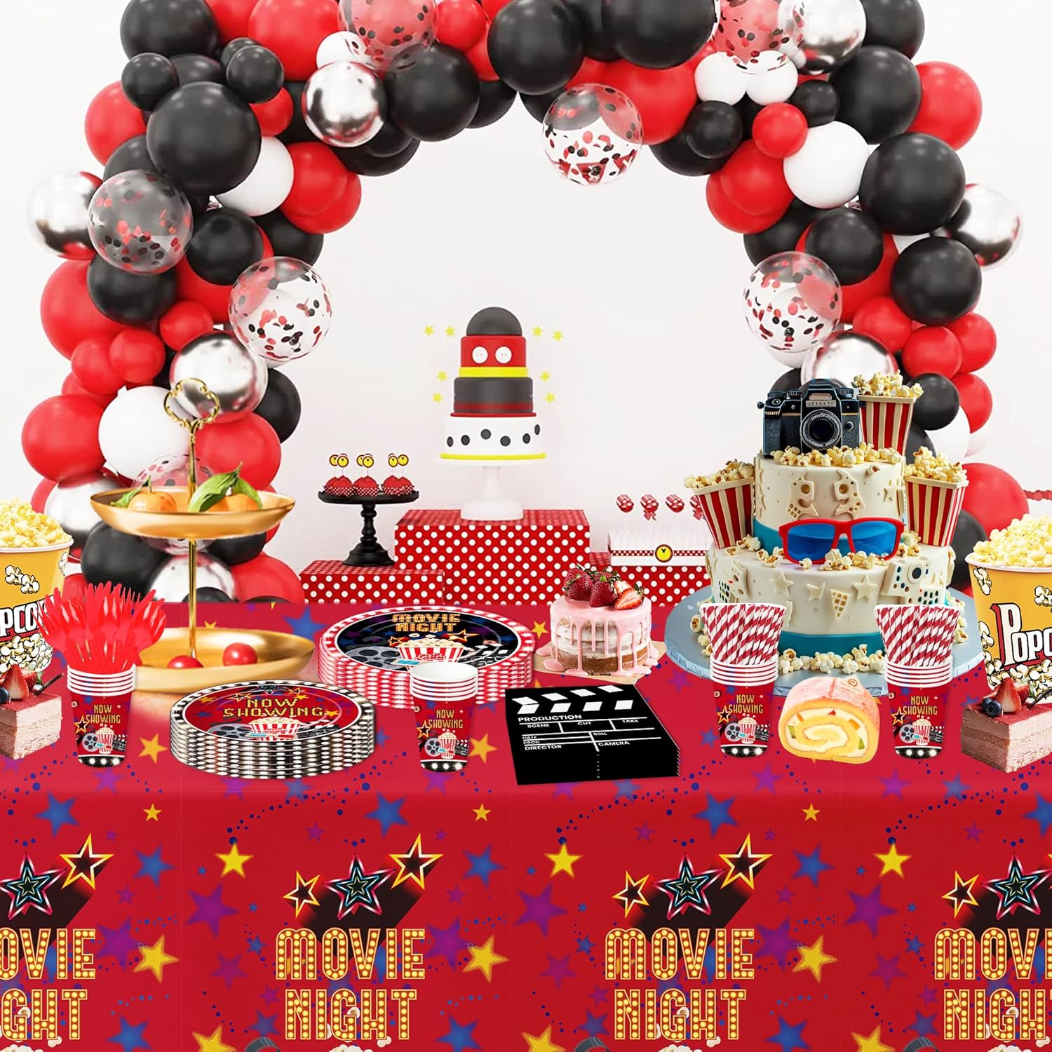 Movie Night Party Decorations Tableware Set Serves 24