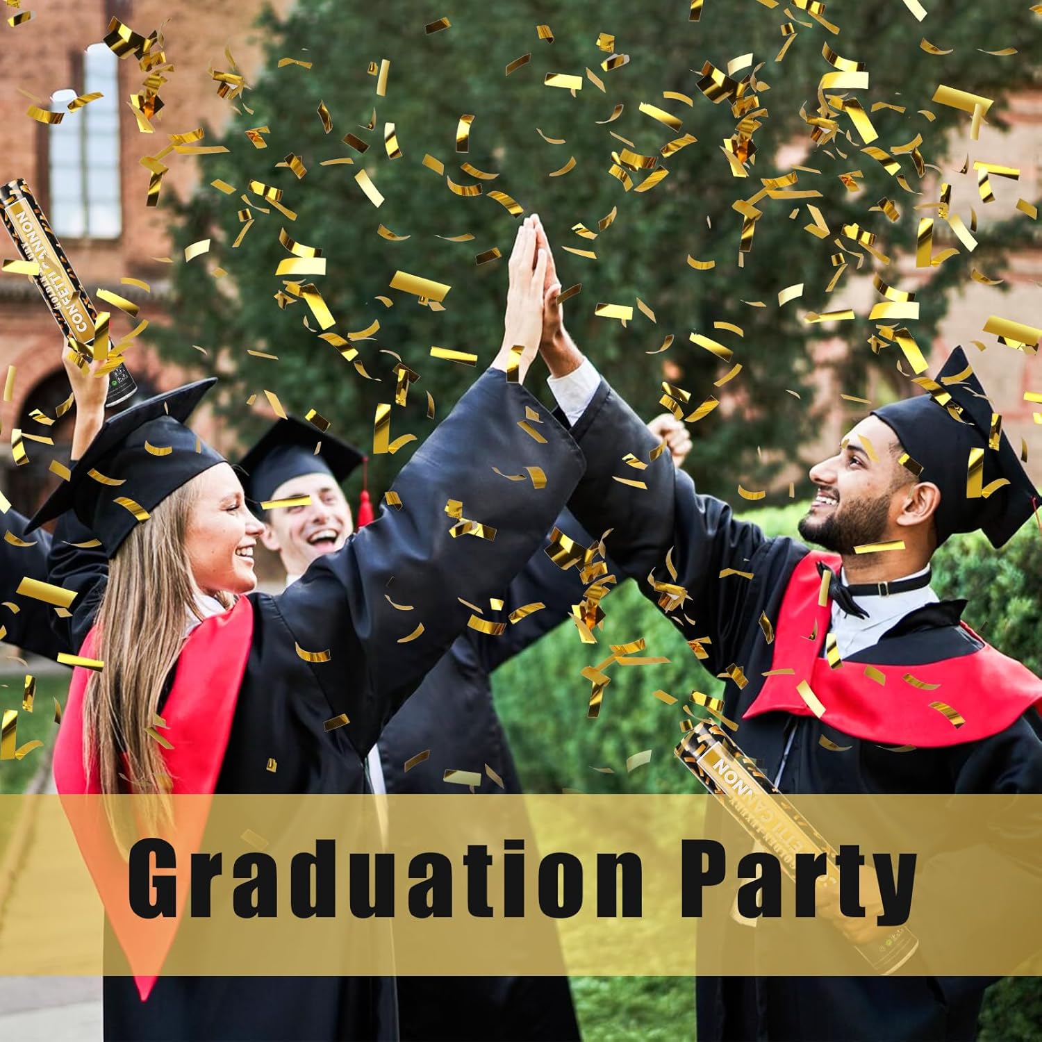 Gold Confetti Cannon 5 Packs 12 Inch Party Poppers