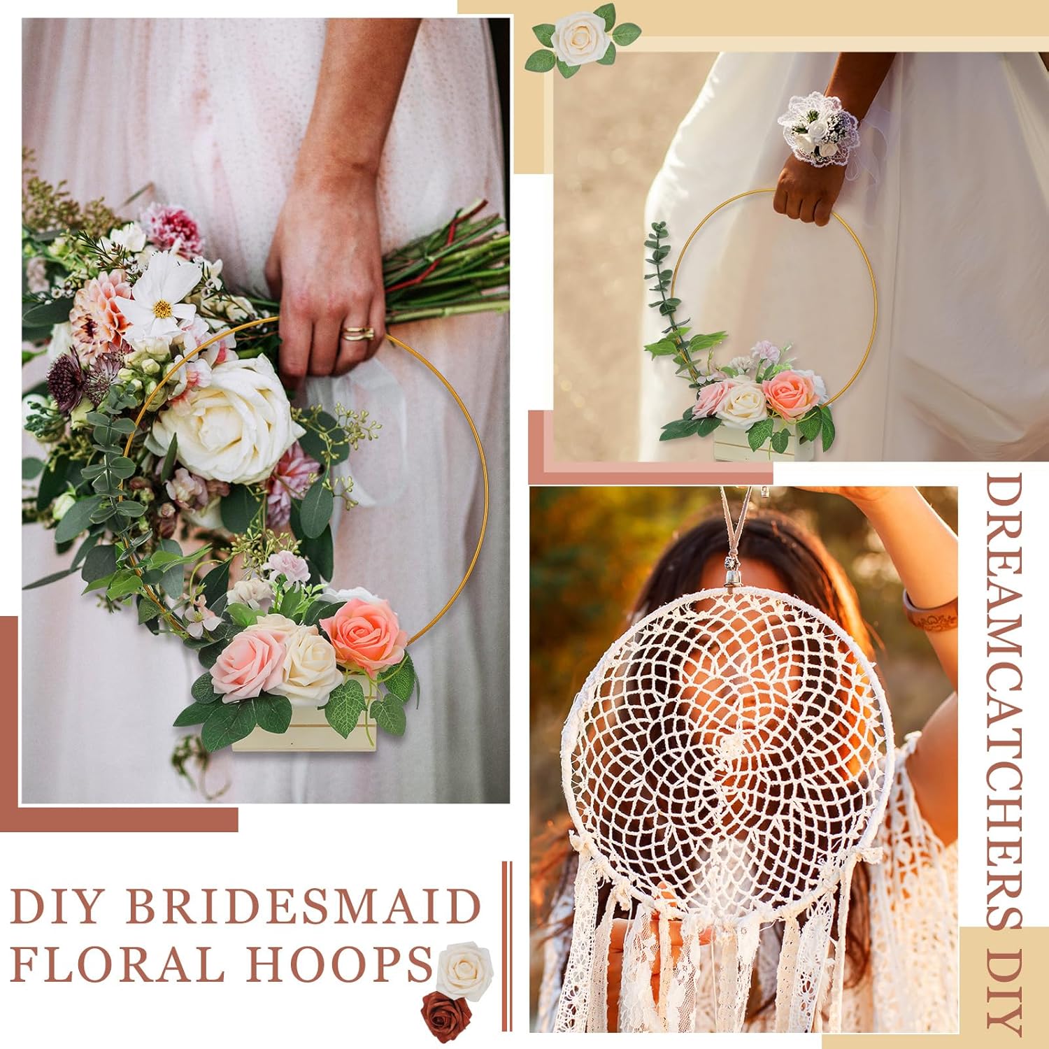 24 Pcs Metal Floral Hoop Centerpieces with Stand for Tables