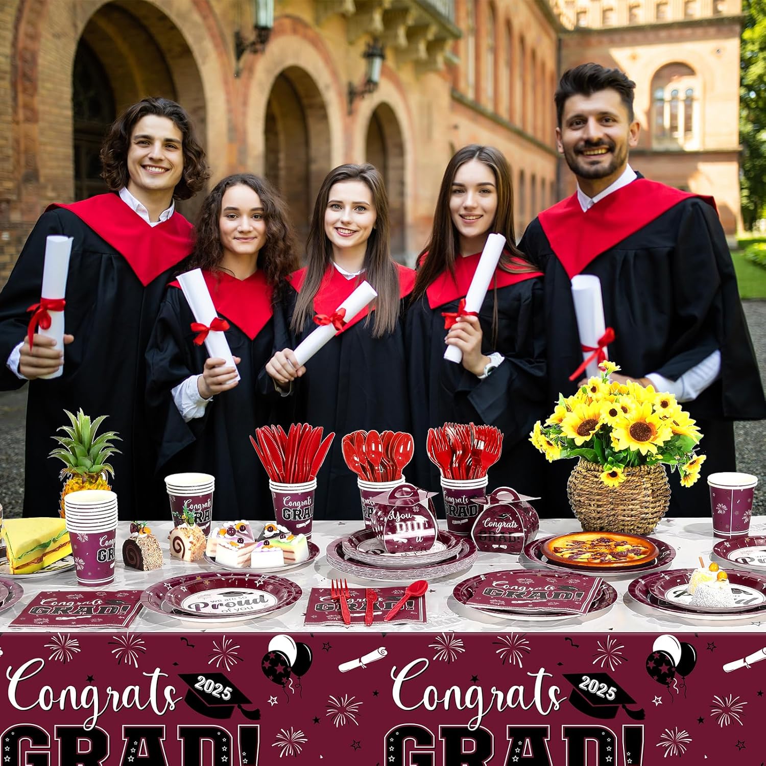 2025 Graduation Plates Napkins Set for 50 Guests