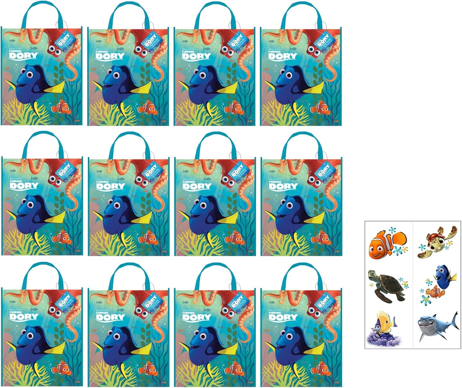 Unique Finding Dory Birthday Party Supplies Bundle 12 Tote Bags