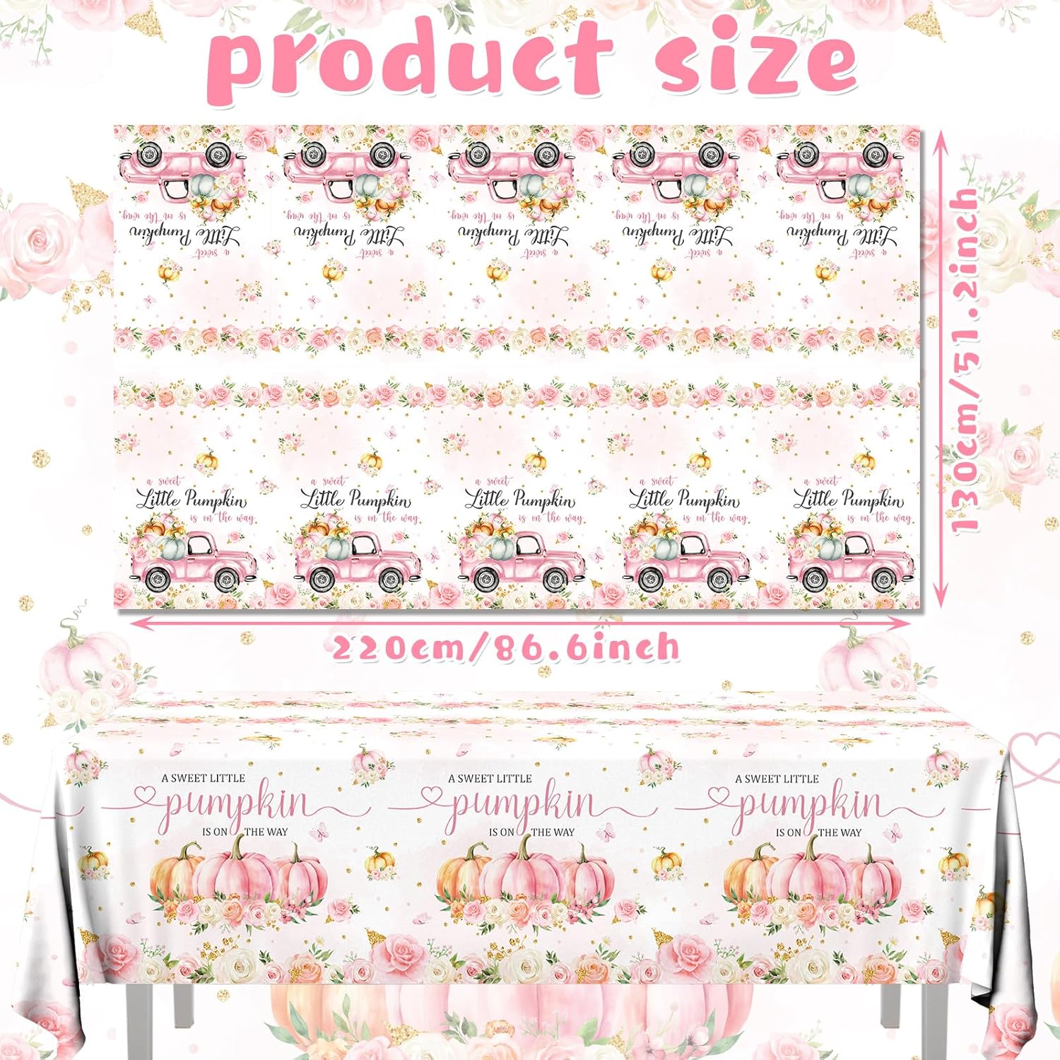 Little Pumpkin Baby Shower Table Cloth Set