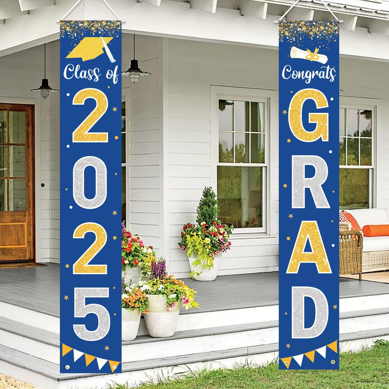 Class of 2025 Graduation Banner Blue Welcome Sign