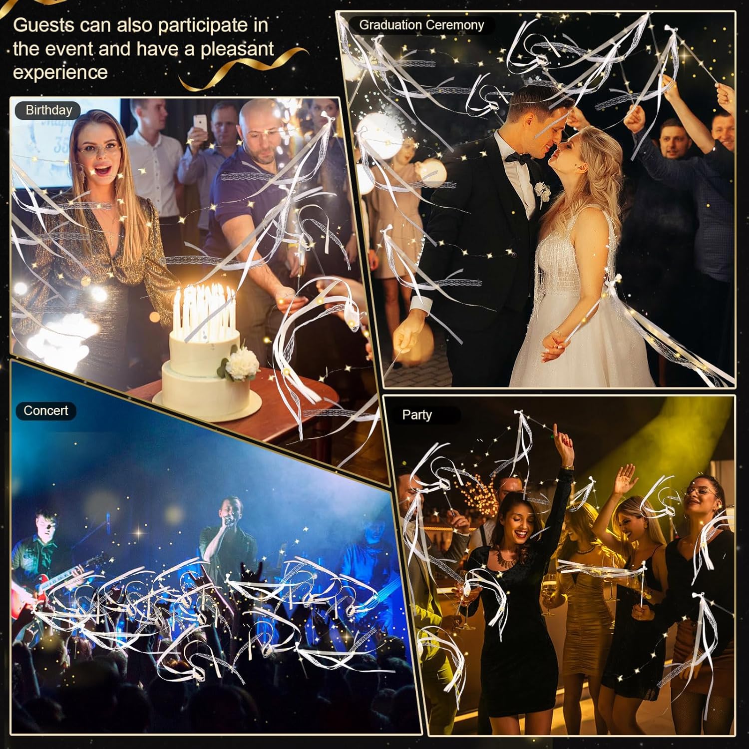 50 Pcs LED Wedding Wands with 3 Flashing Modes