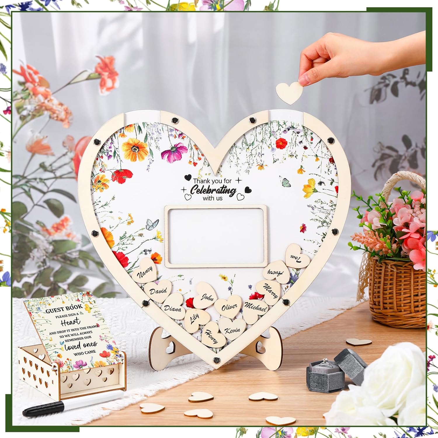 Chunful Wildflower Heart Guest Book Set