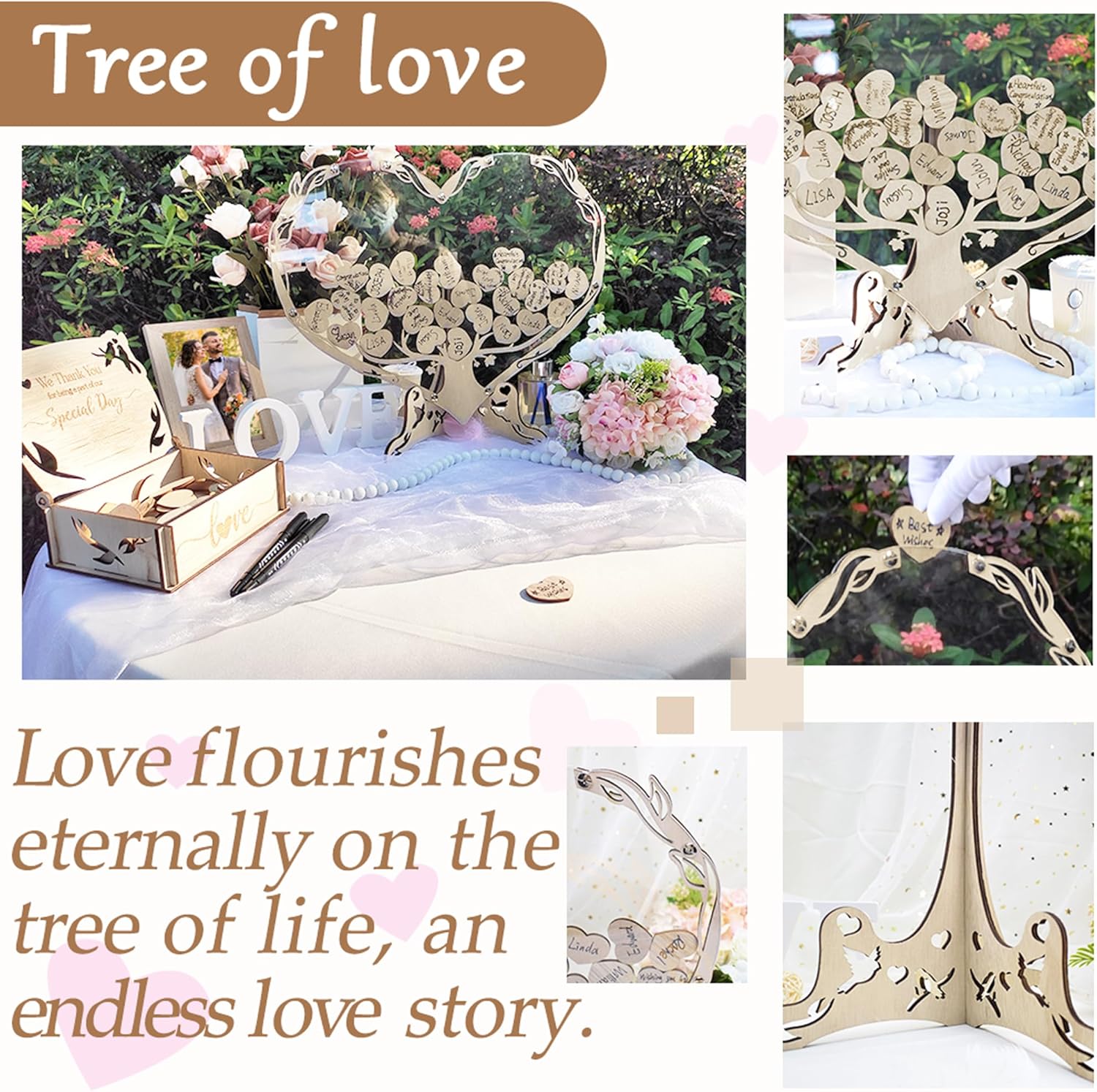 Heart-Shaped Wedding Guest Book with Tree of Life Frame