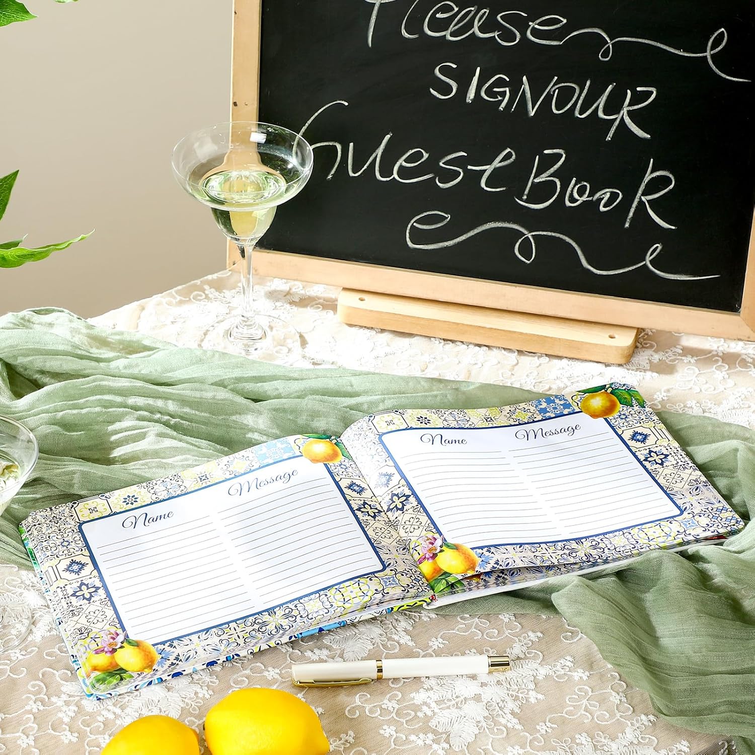 Panelee Wedding Guest Book with Pen Set