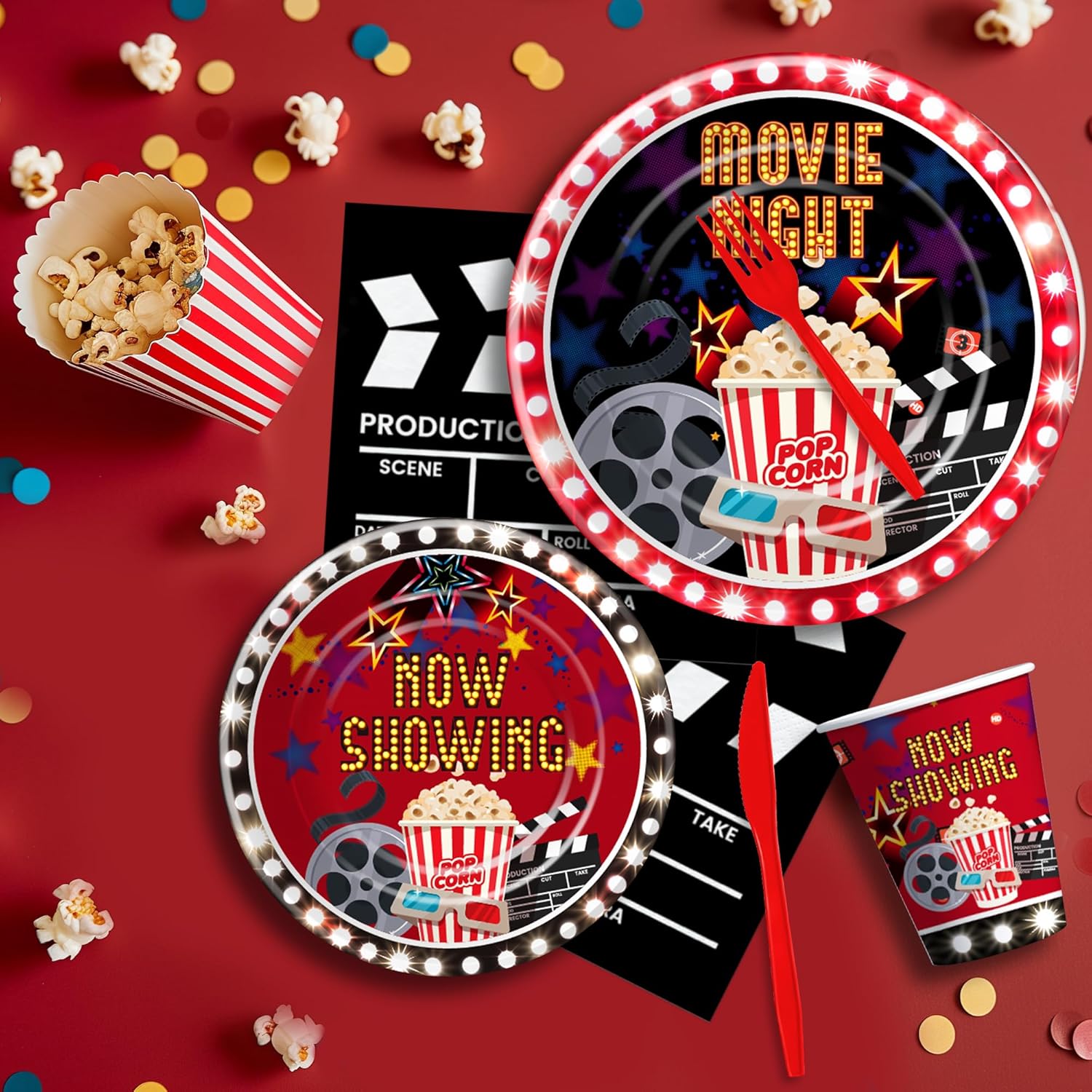 Movie Night Party Decorations Tableware Set Serves 24
