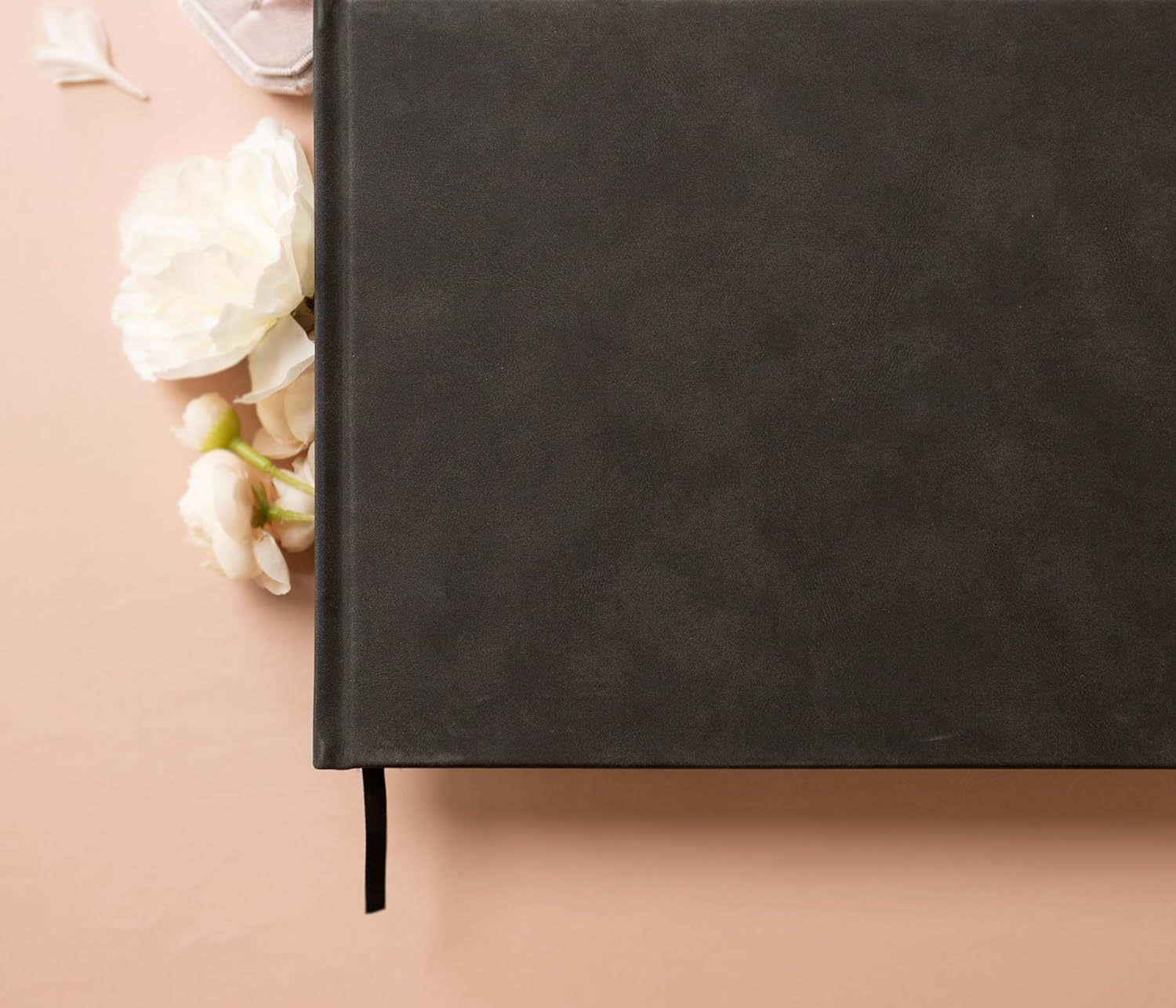 MUUJEE Personalized Guestbook - Charcoal Hard Cover with Bookmark